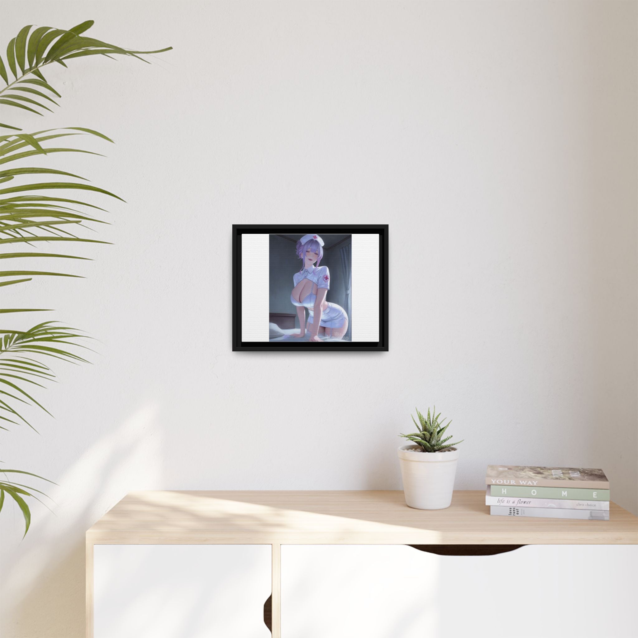 Sexy Anime Nurse Matte Canvas Print (Framed)