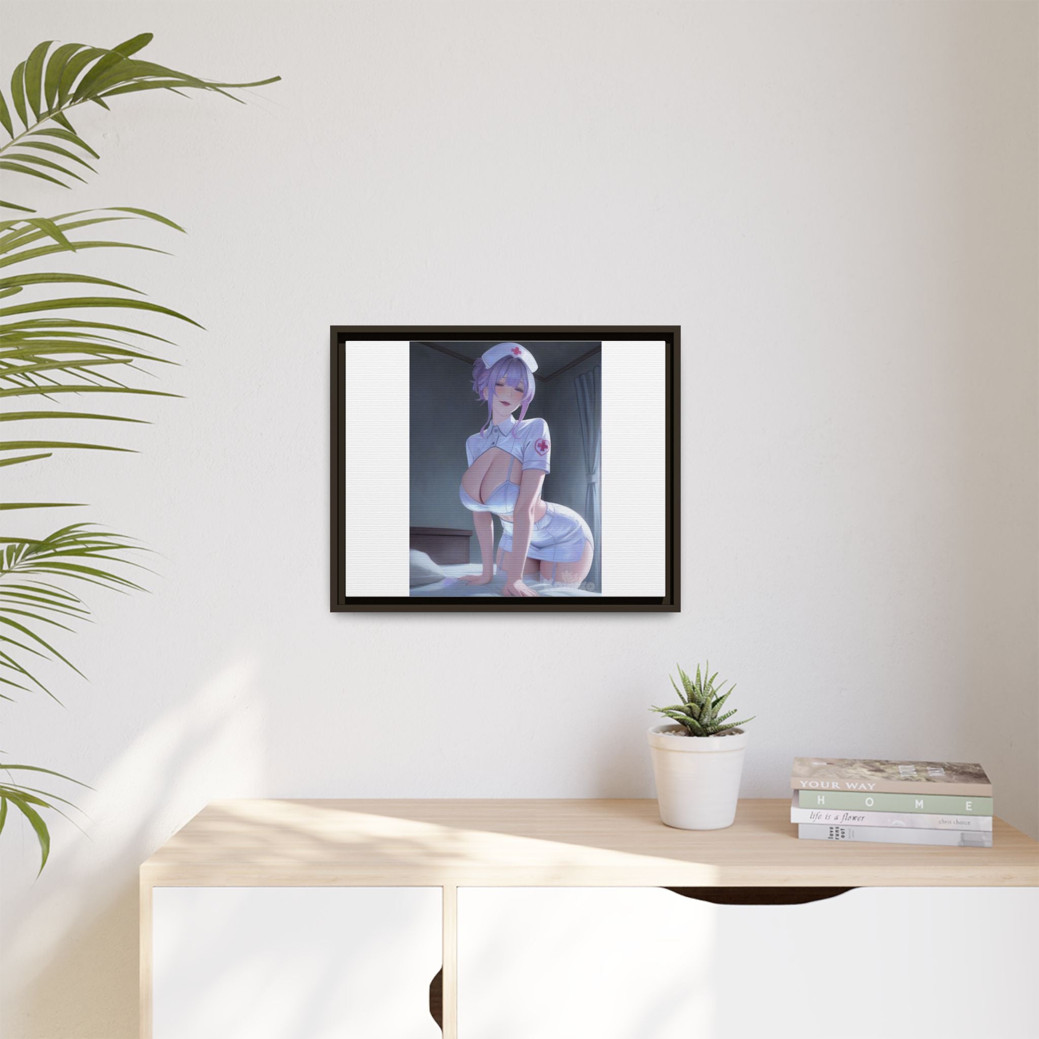 Sexy Anime Nurse Matte Canvas Print (Framed)