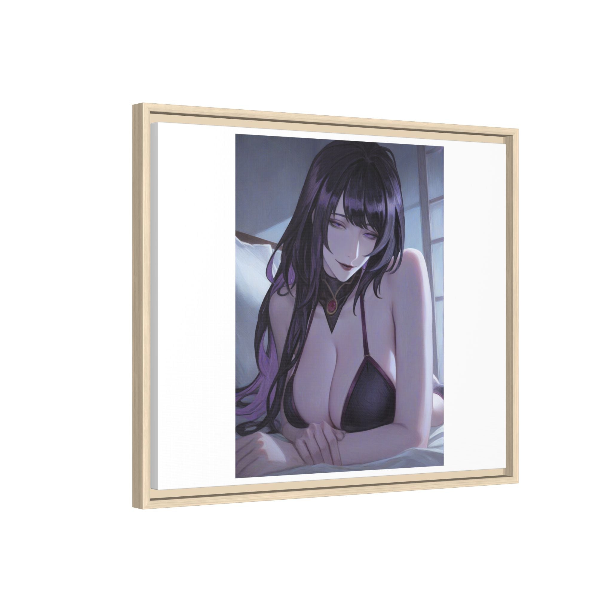 Framed Matte Canvas Print — Moody Anime Woman Portrait