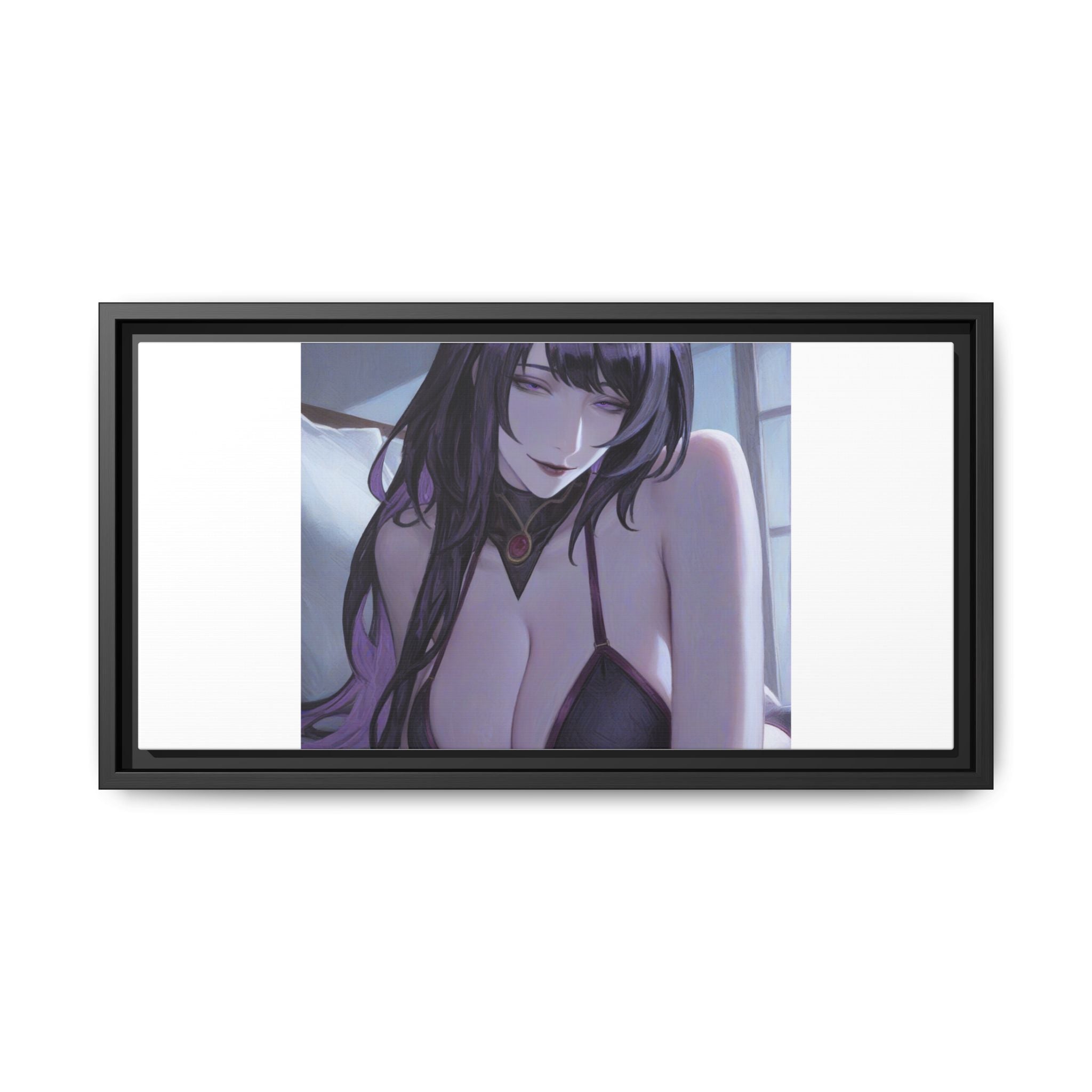 Framed Matte Canvas Print — Moody Anime Woman Portrait