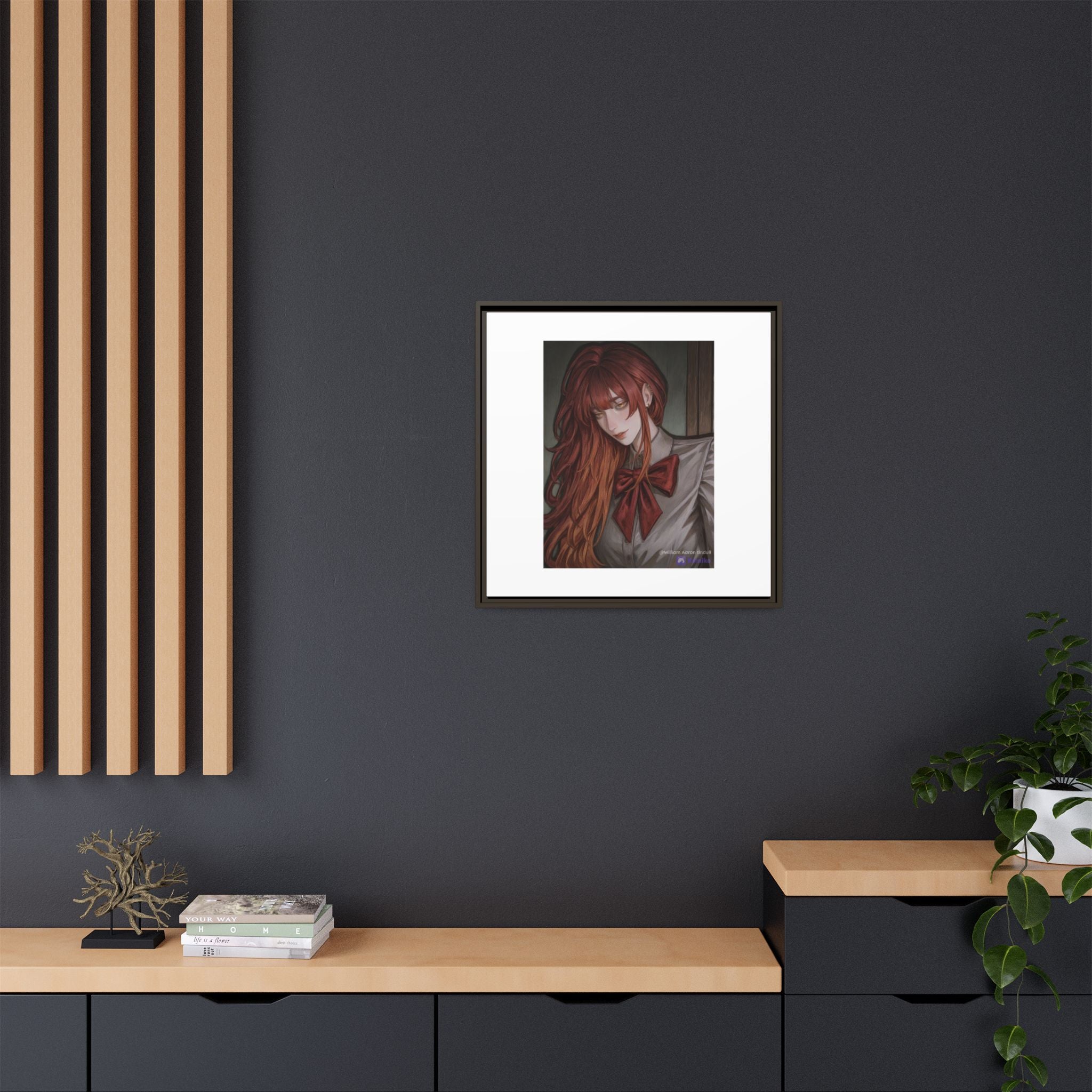 Framed Matte Canvas Print — Gothic Redhead Portrait