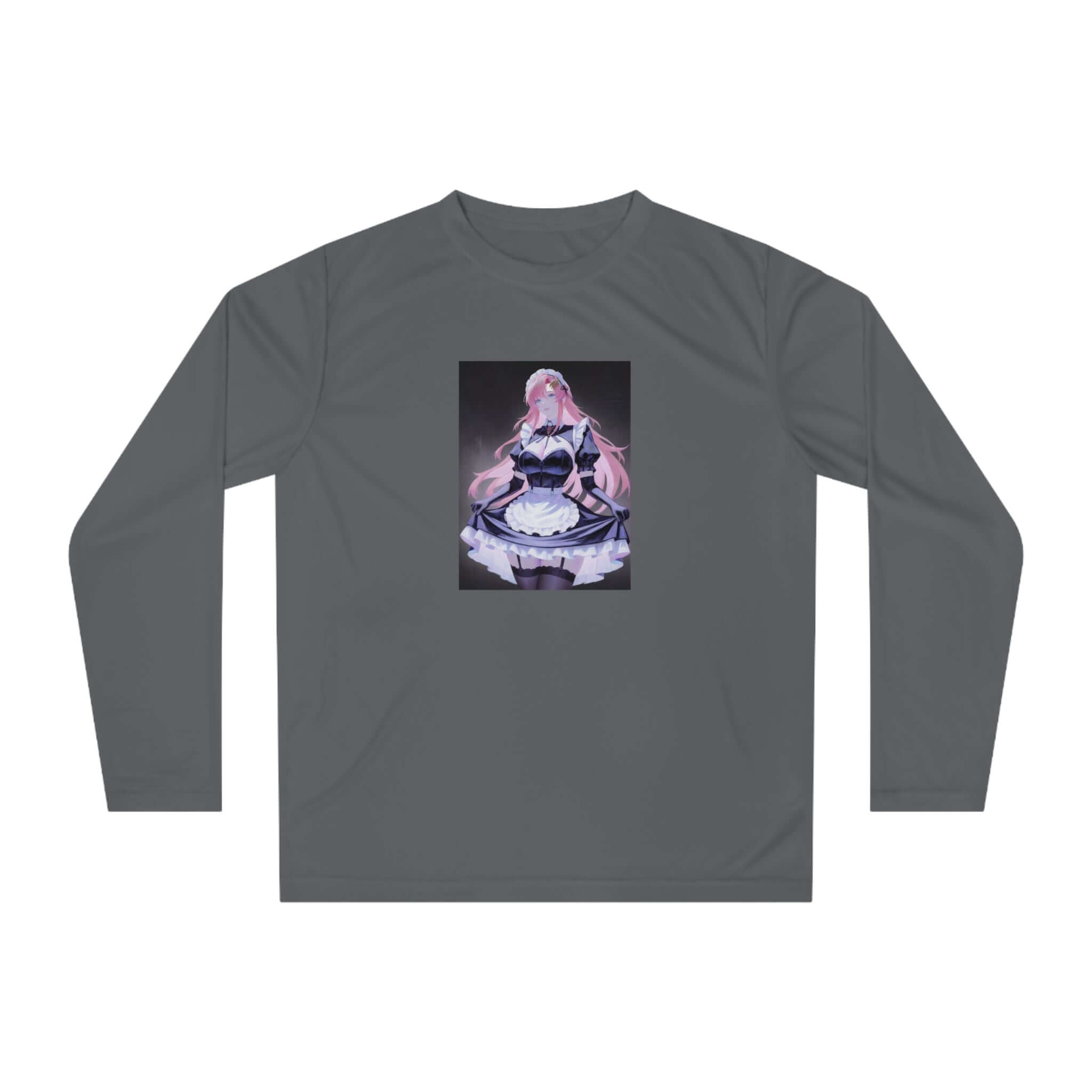 Anime Maid Art Long Sleeve Shirt — Pink-haired Fantasy Maid Graphic