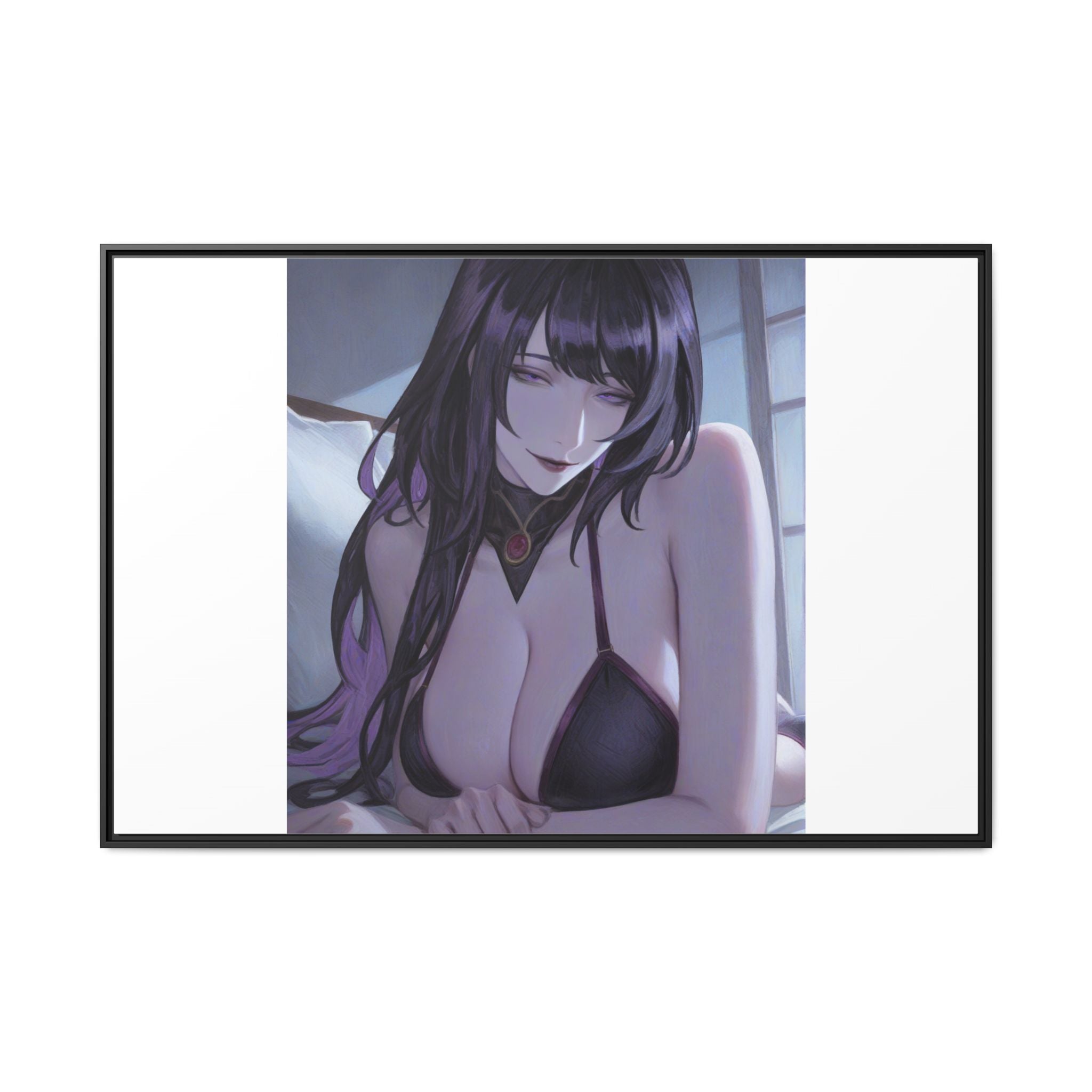 Framed Matte Canvas Print — Moody Anime Woman Portrait
