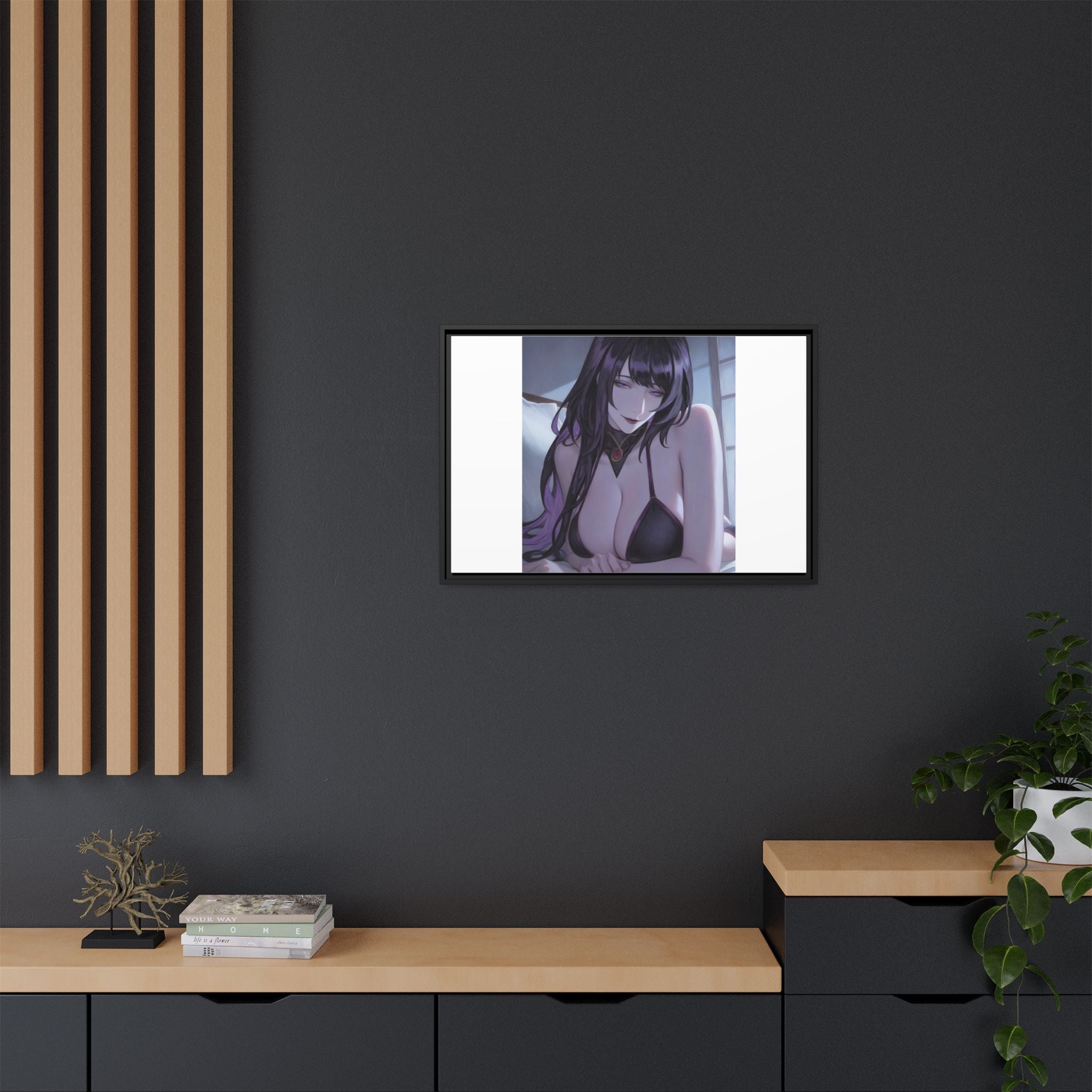 Framed Matte Canvas Print — Moody Anime Woman Portrait