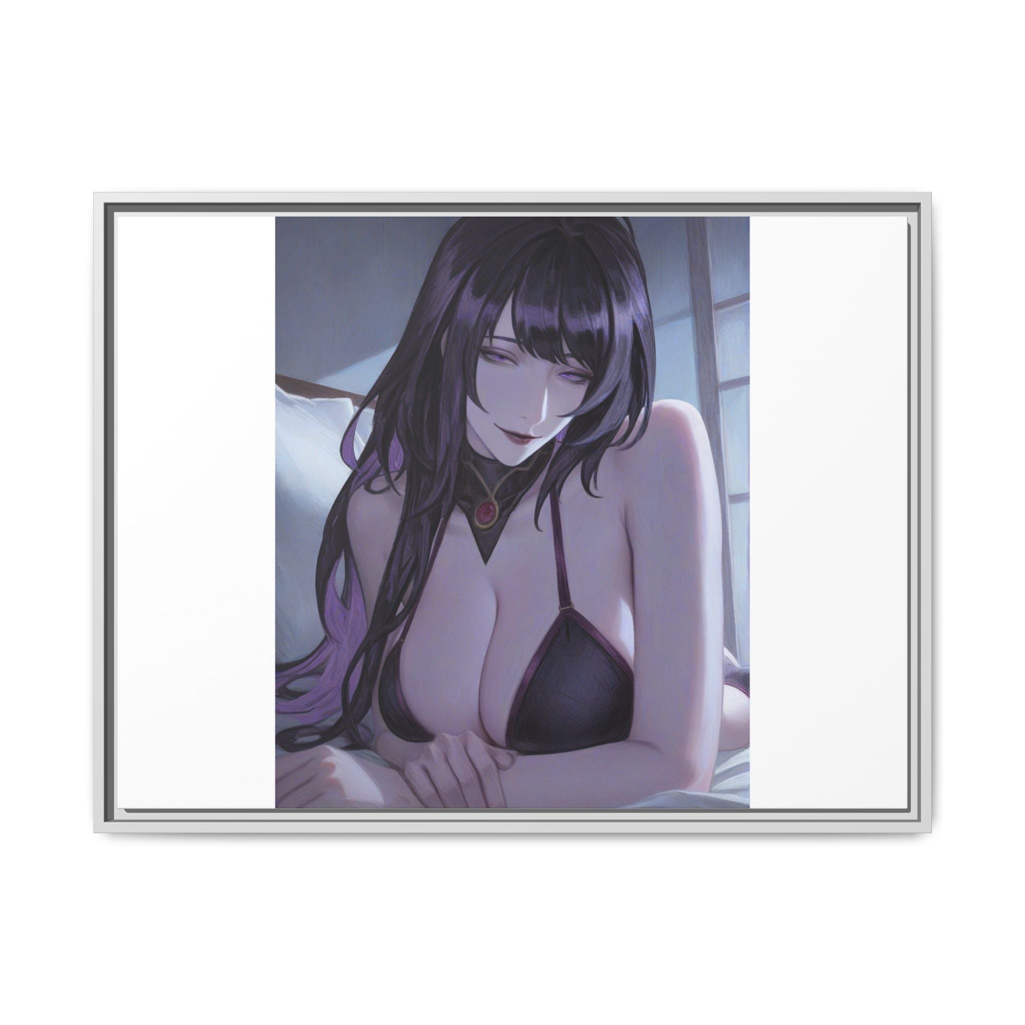 Framed Matte Canvas Print — Moody Anime Woman Portrait