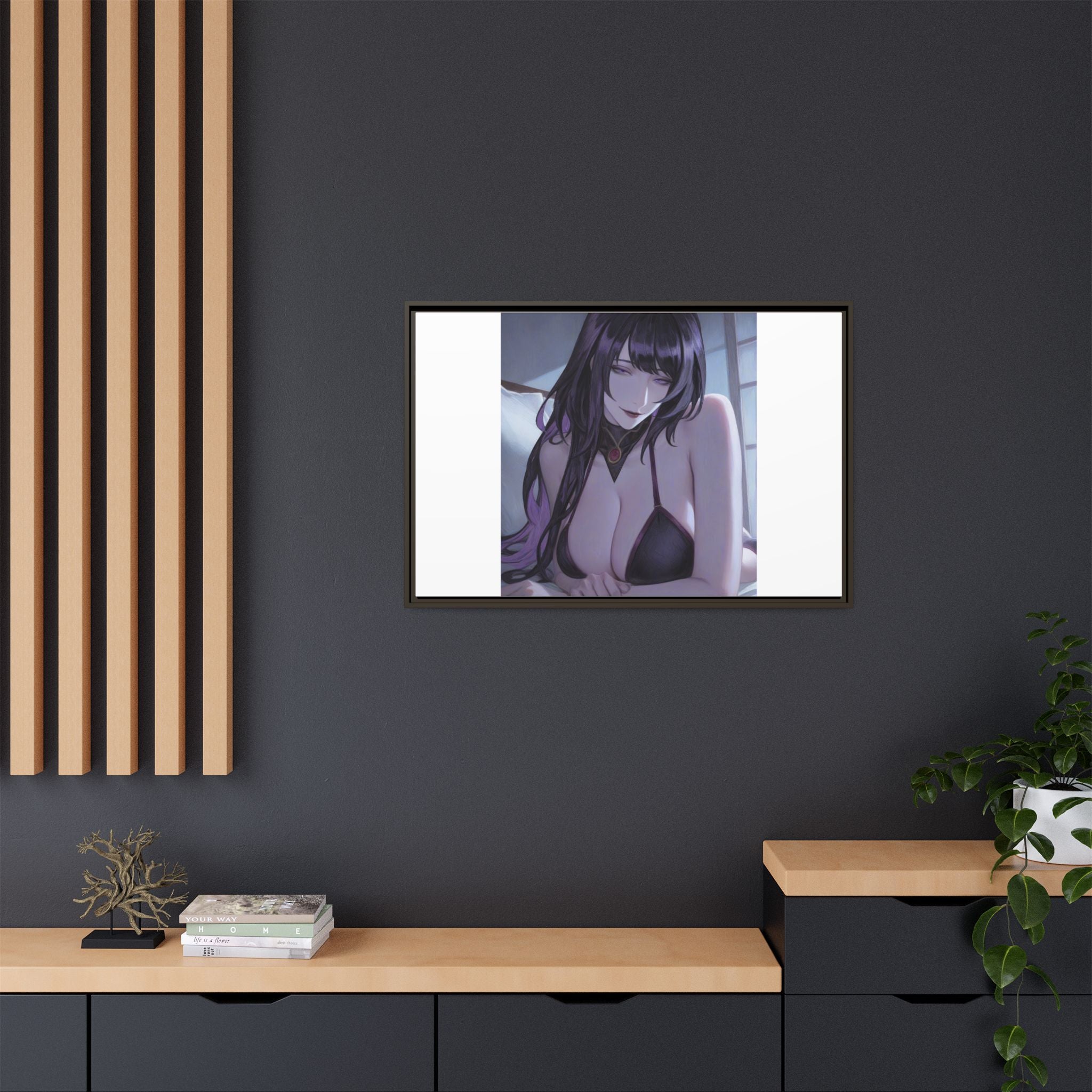 Framed Matte Canvas Print — Moody Anime Woman Portrait