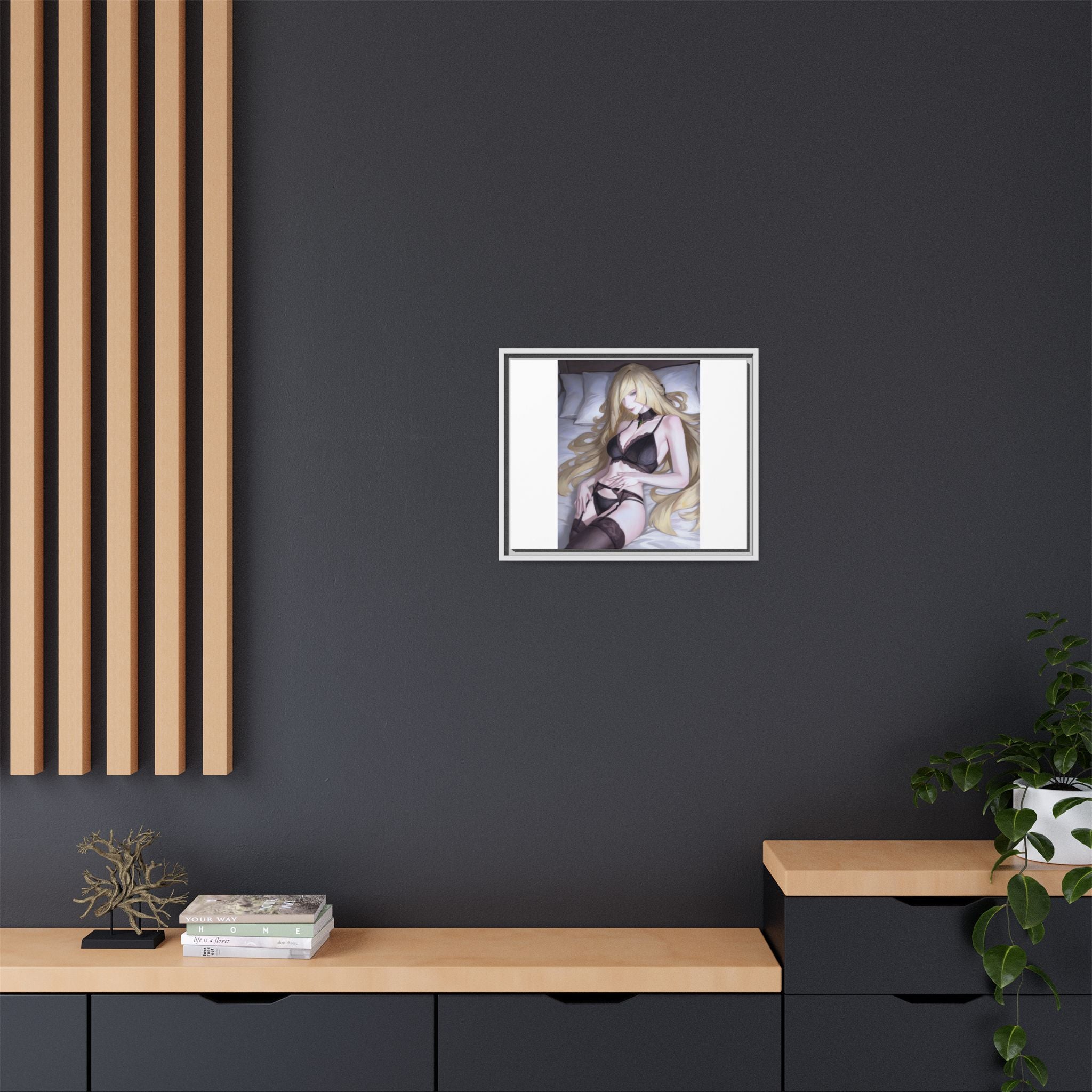 Framed Matte Canvas Print — Sleepy Blonde Anime Pinup