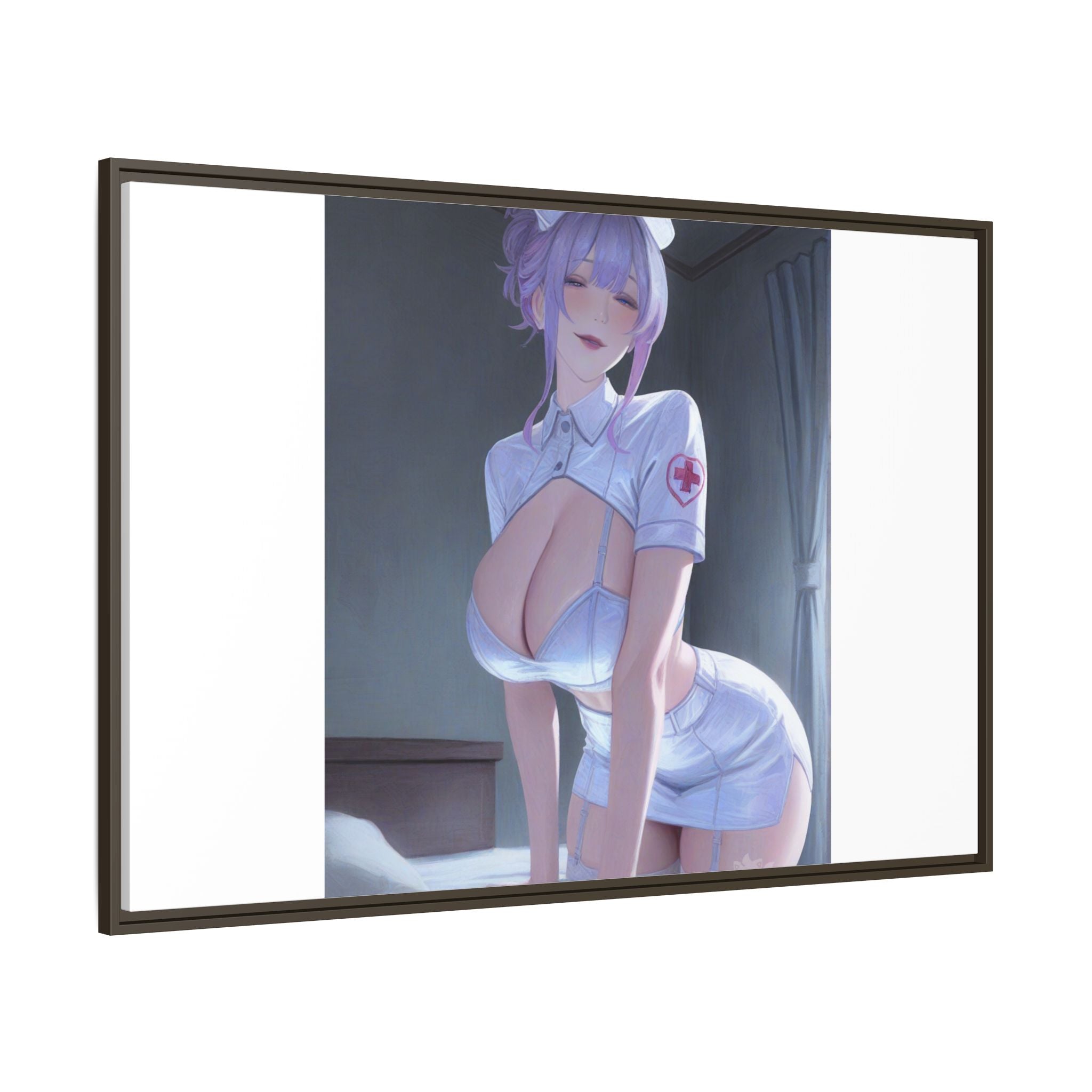 Sexy Anime Nurse Matte Canvas Print (Framed)