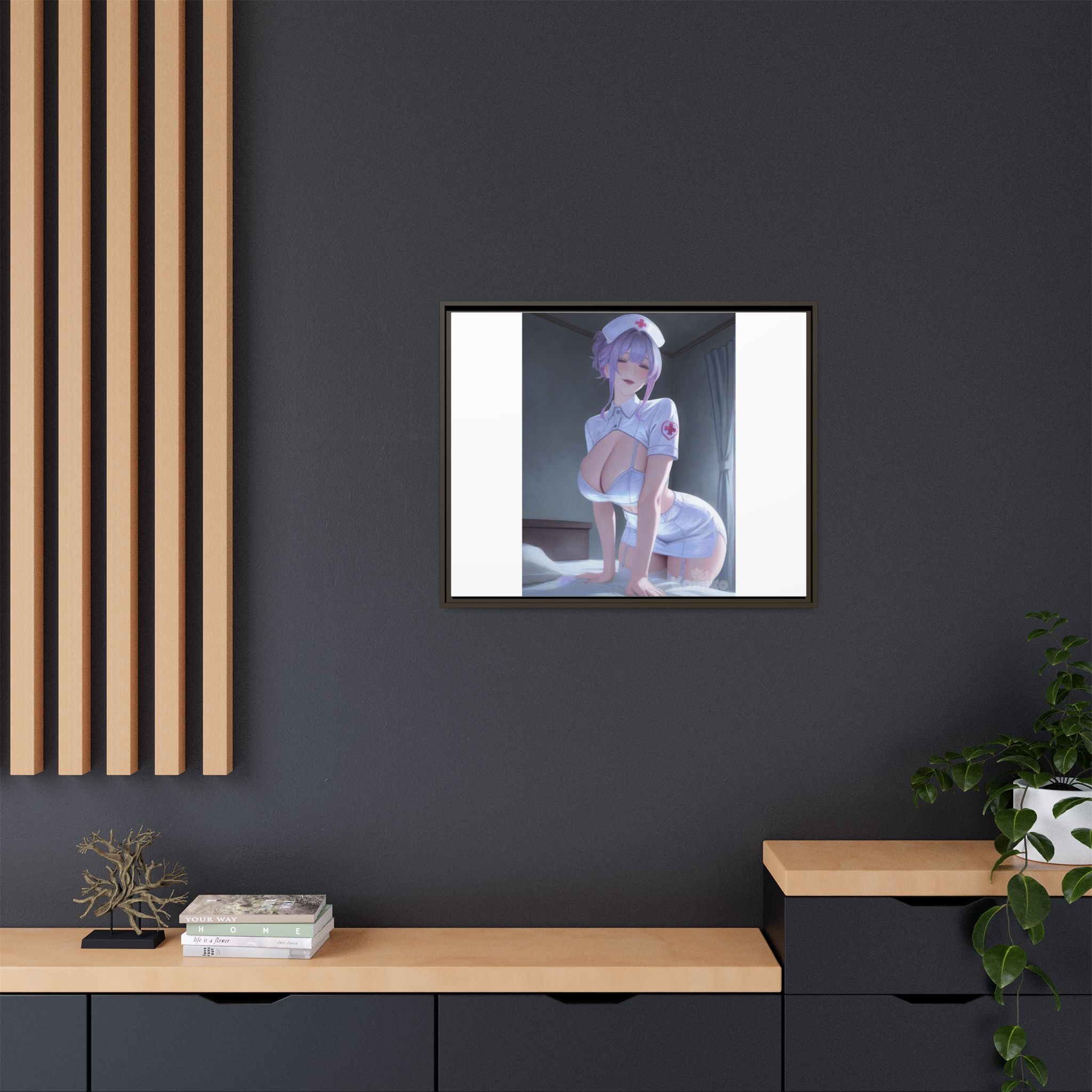 Sexy Anime Nurse Matte Canvas Print (Framed)