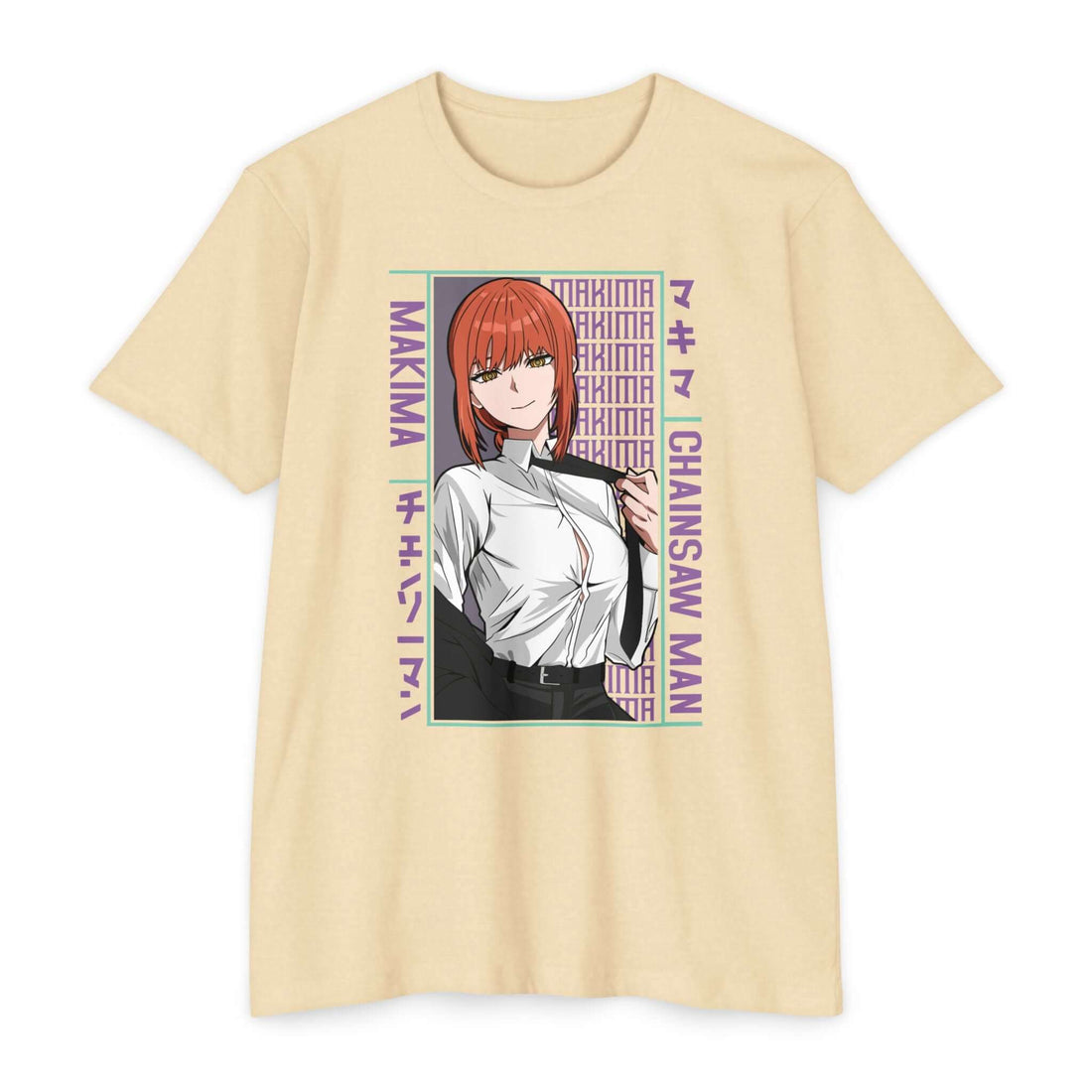 Makima Chainsaw Man Anime Graphic T-Shirt — Japanese Text Design