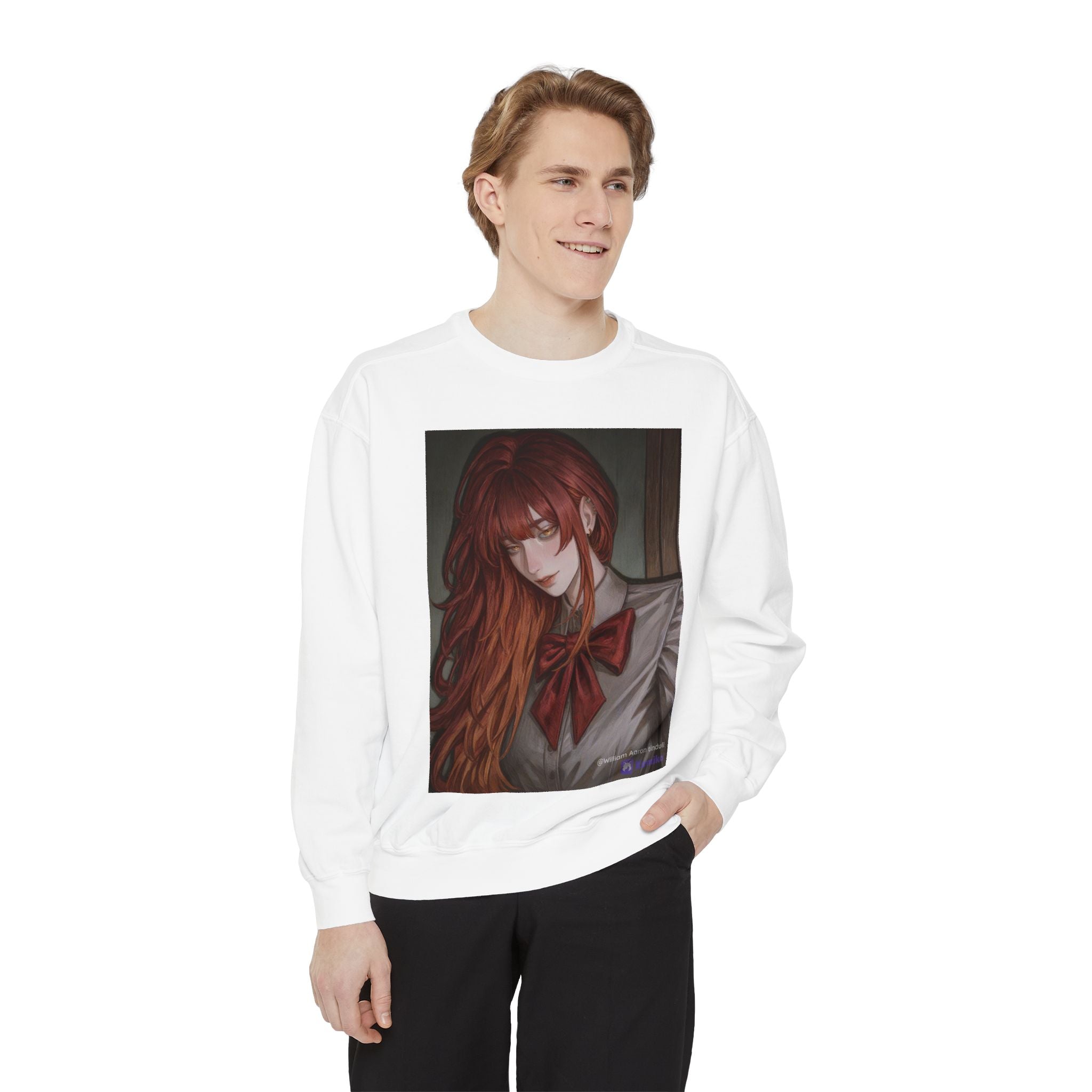 Anime Red-Headed Girl Sweatshirt — Gothic Schoolgirl Art Pullover