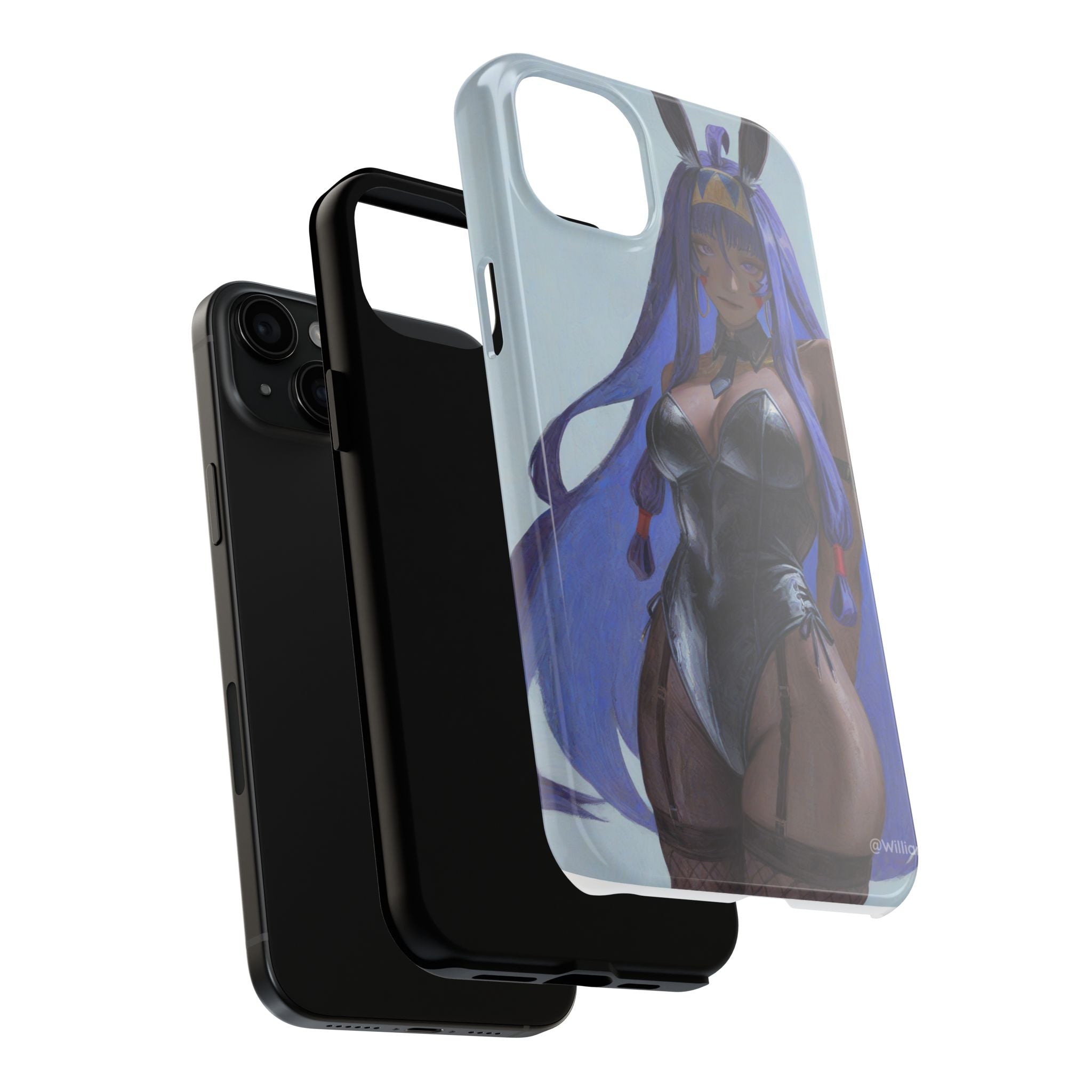 Bunny Girl Tough Phone Case — Anime Purple-Haired Character Protective Cover