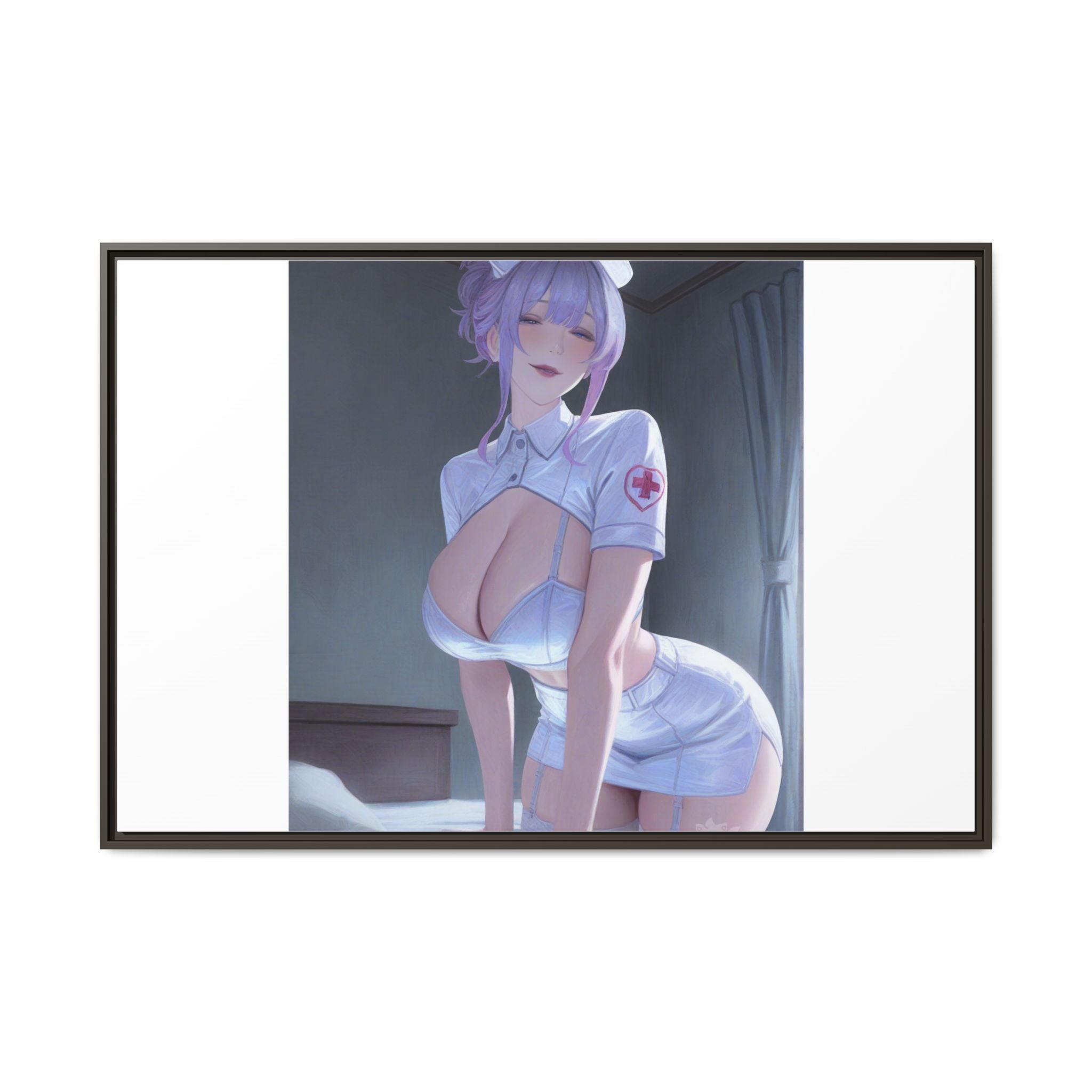Sexy Anime Nurse Matte Canvas Print (Framed)