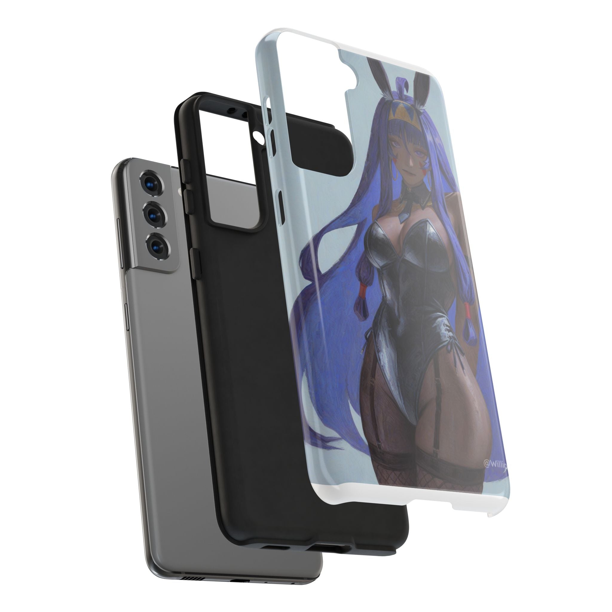 Bunny Girl Tough Phone Case — Anime Purple-Haired Character Protective Cover