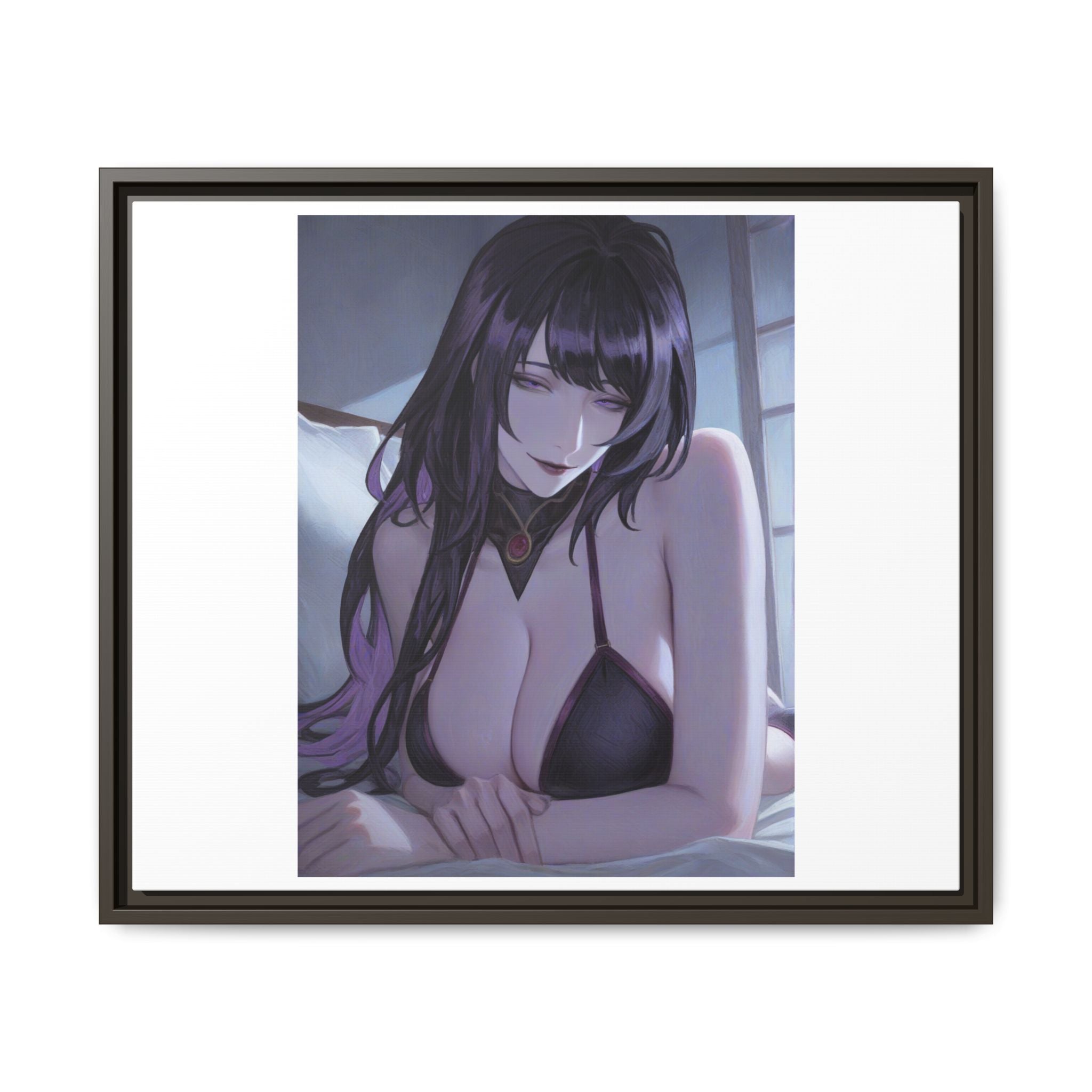 Framed Matte Canvas Print — Moody Anime Woman Portrait