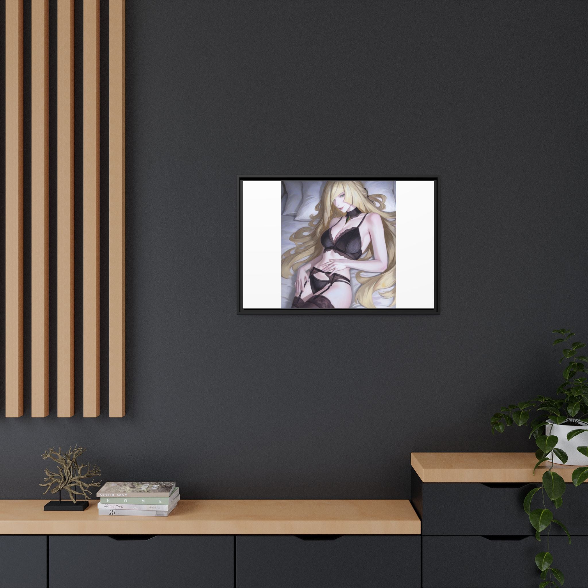 Framed Matte Canvas Print — Sleepy Blonde Anime Pinup