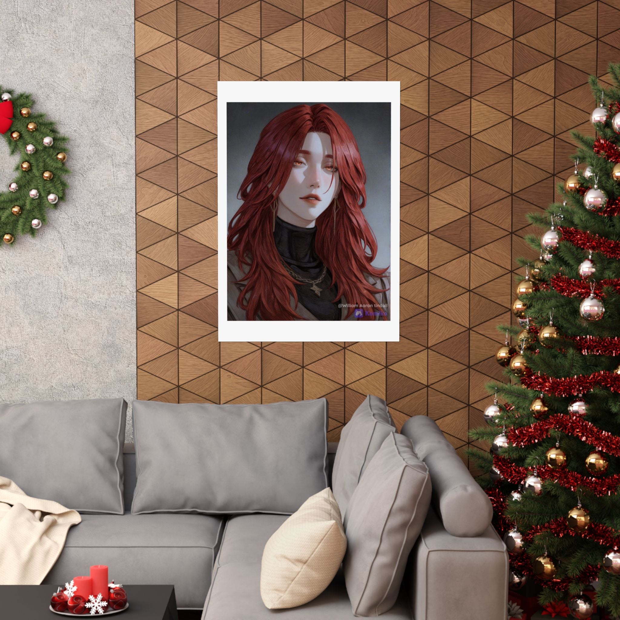 Red-Haired Muse Matte Vertical Poster — Moody Portrait Art Print