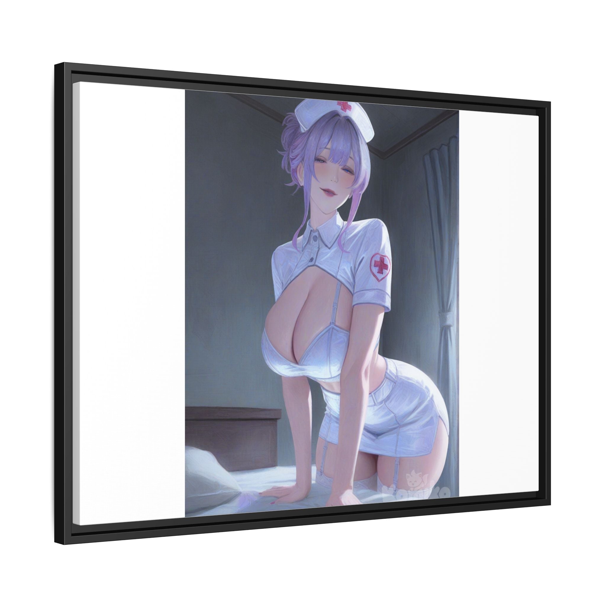 Sexy Anime Nurse Matte Canvas Print (Framed)