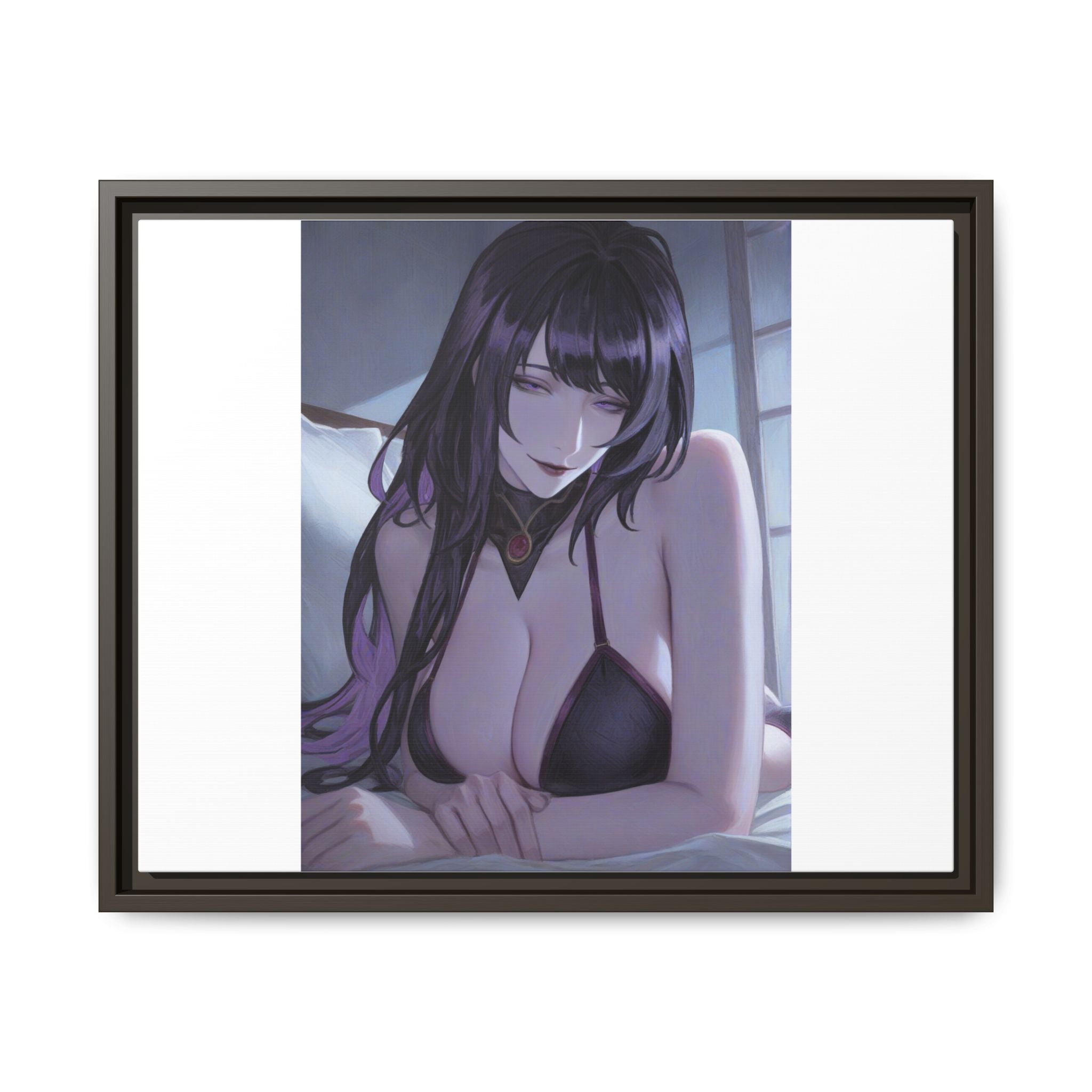 Framed Matte Canvas Print — Moody Anime Woman Portrait