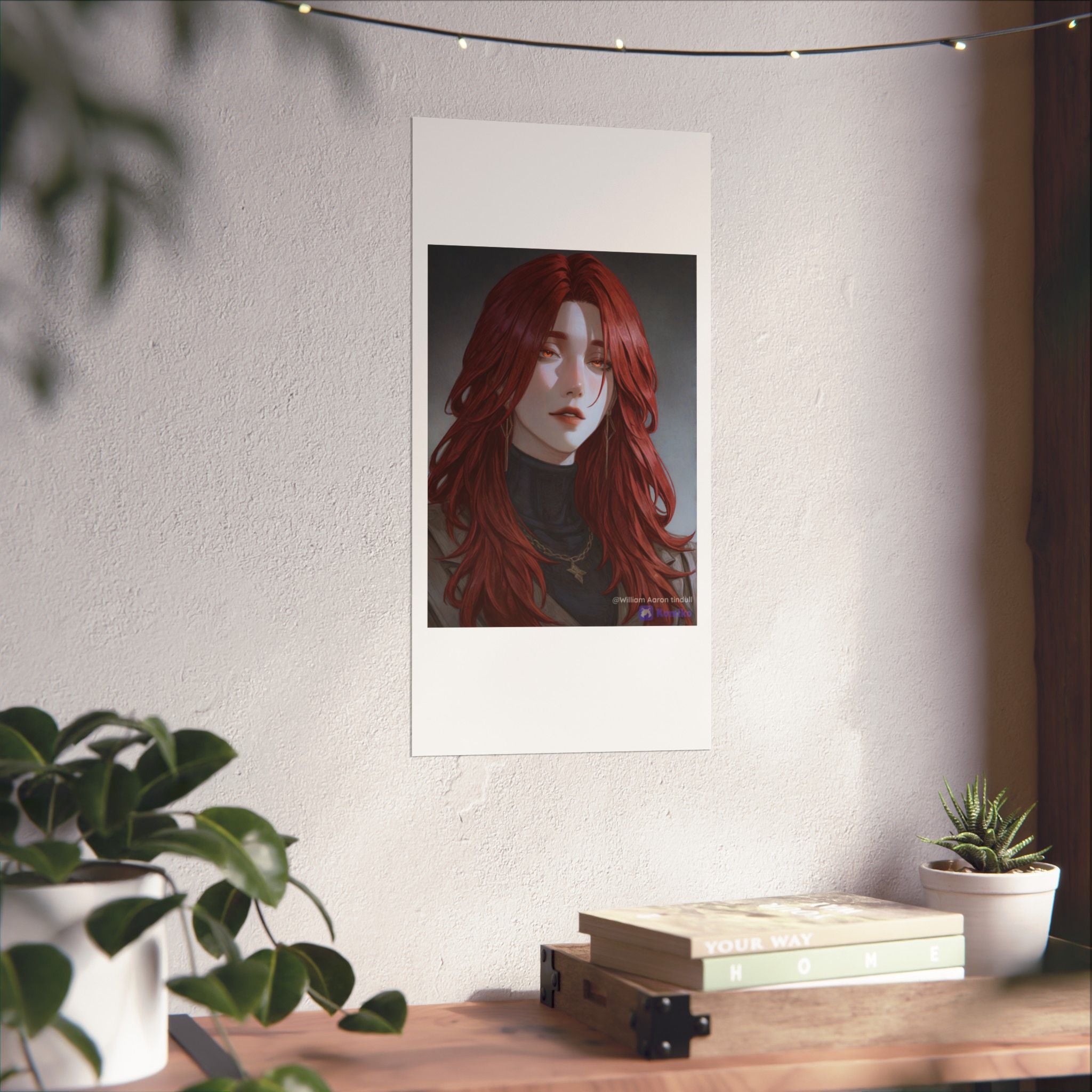 Red-Haired Muse Matte Vertical Poster — Moody Portrait Art Print