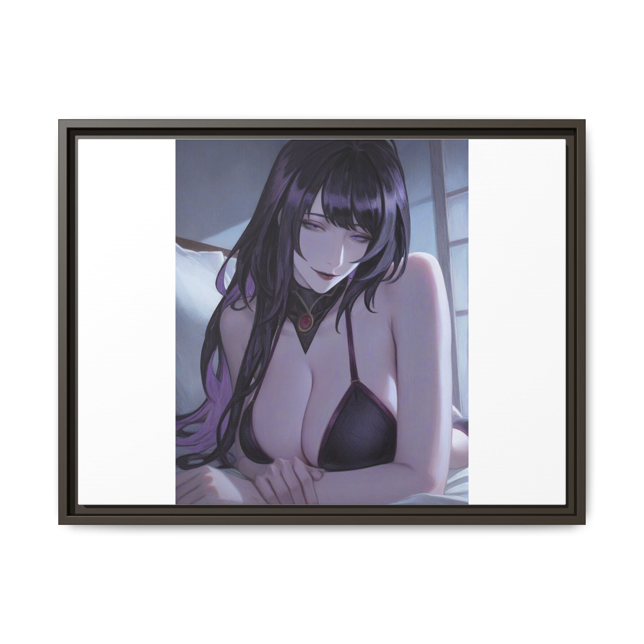 Framed Matte Canvas Print — Moody Anime Woman Portrait