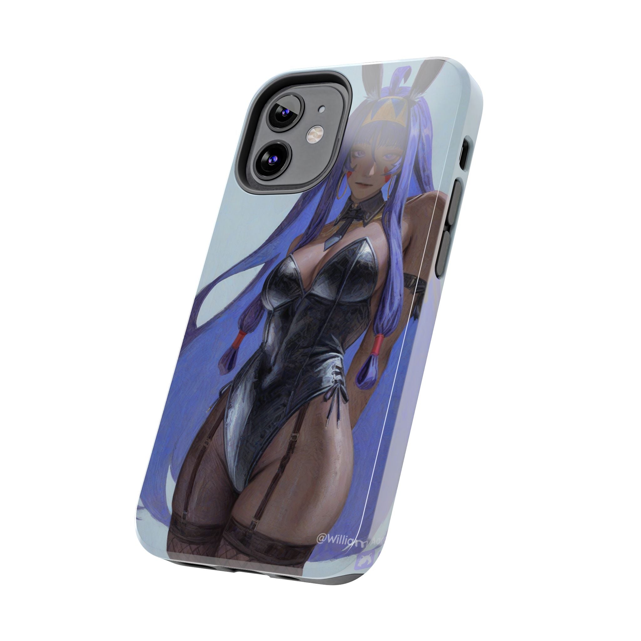 Bunny Girl Tough Phone Case — Anime Purple-Haired Character Protective Cover