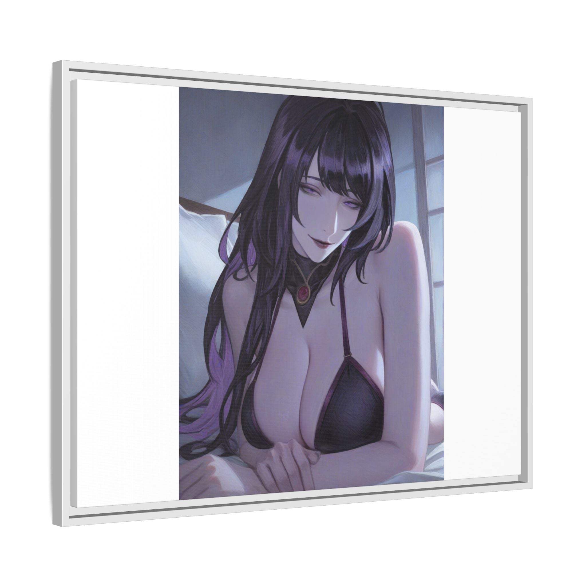 Framed Matte Canvas Print — Moody Anime Woman Portrait