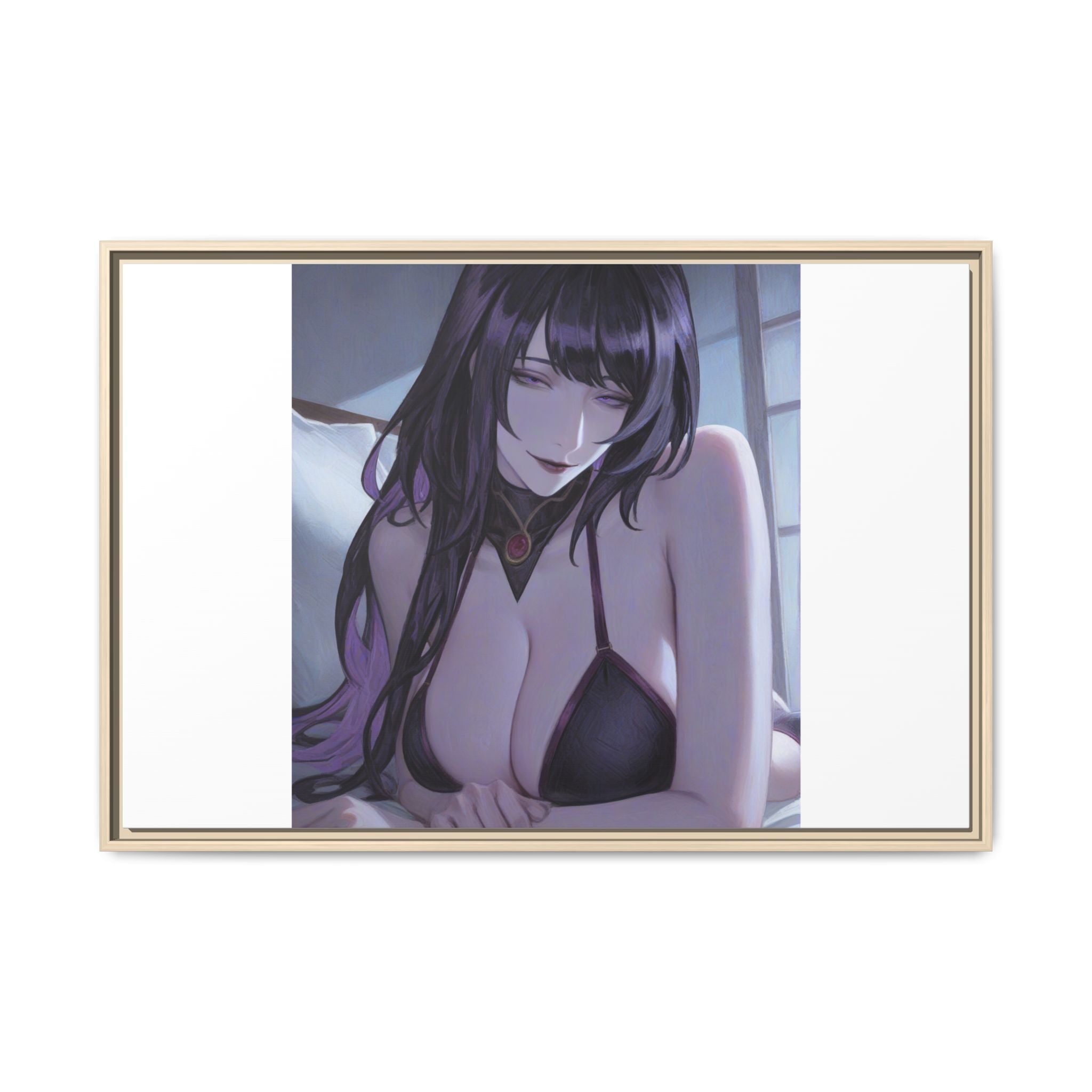 Framed Matte Canvas Print — Moody Anime Woman Portrait