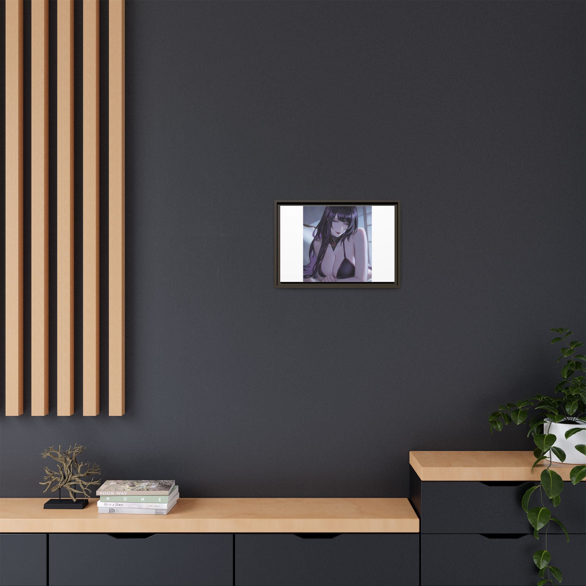 Framed Matte Canvas Print — Moody Anime Woman Portrait