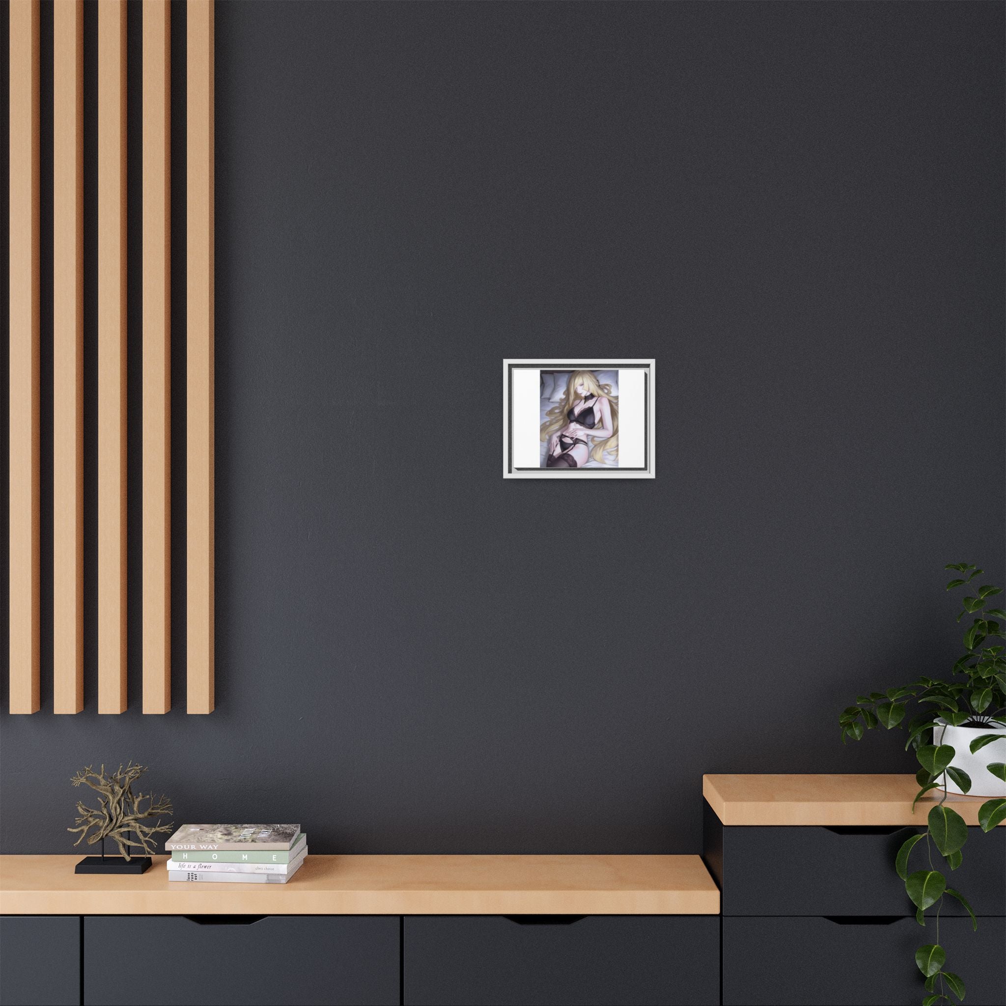 Framed Matte Canvas Print — Sleepy Blonde Anime Pinup
