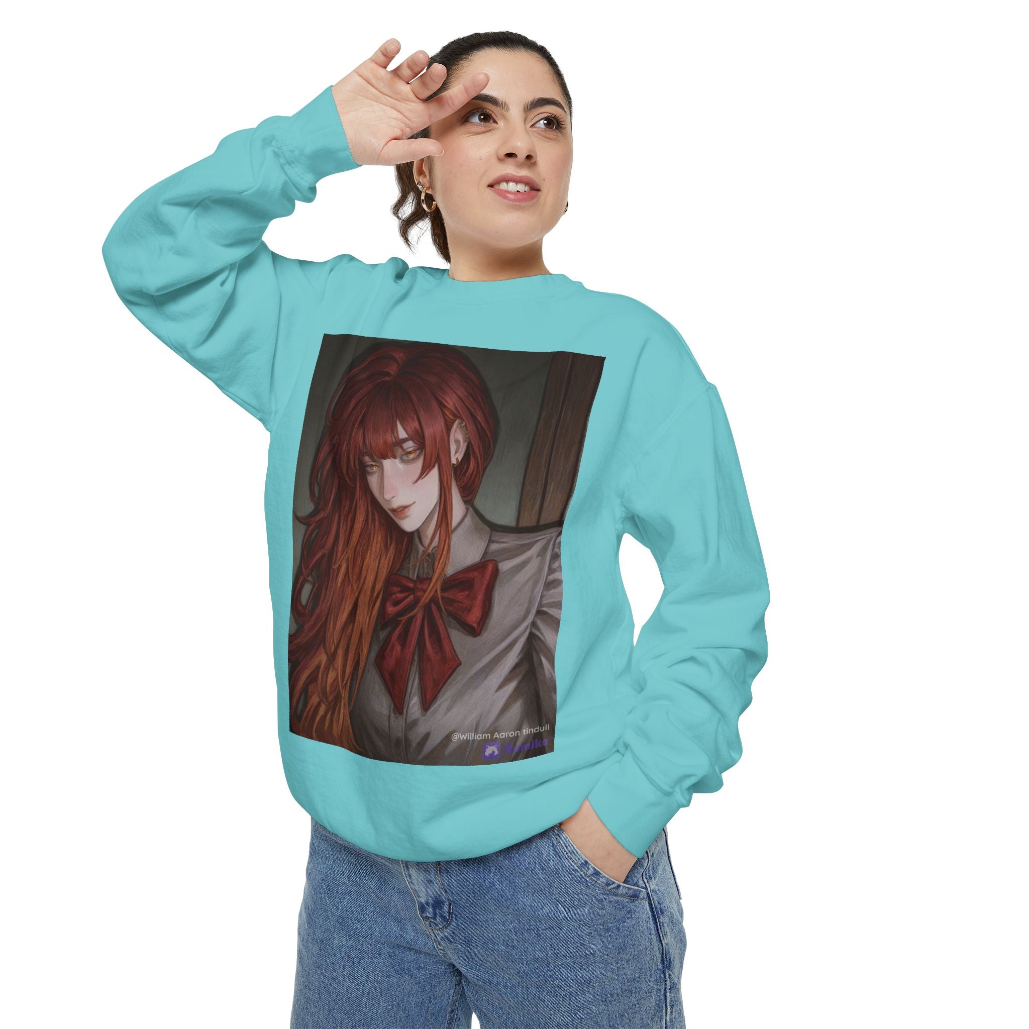 Anime Red-Headed Girl Sweatshirt — Gothic Schoolgirl Art Pullover