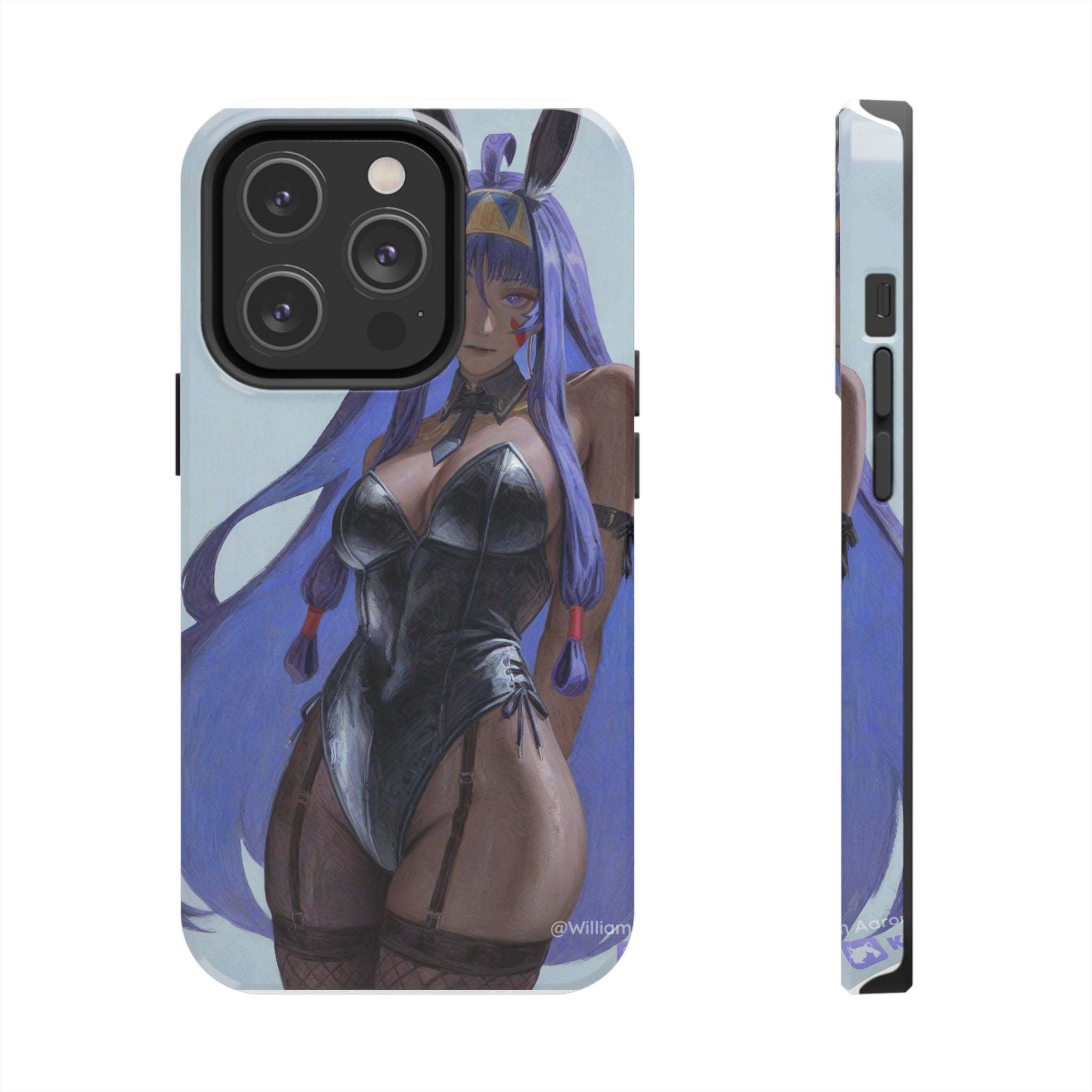 Bunny Girl Tough Phone Case — Anime Purple-Haired Character Protective Cover