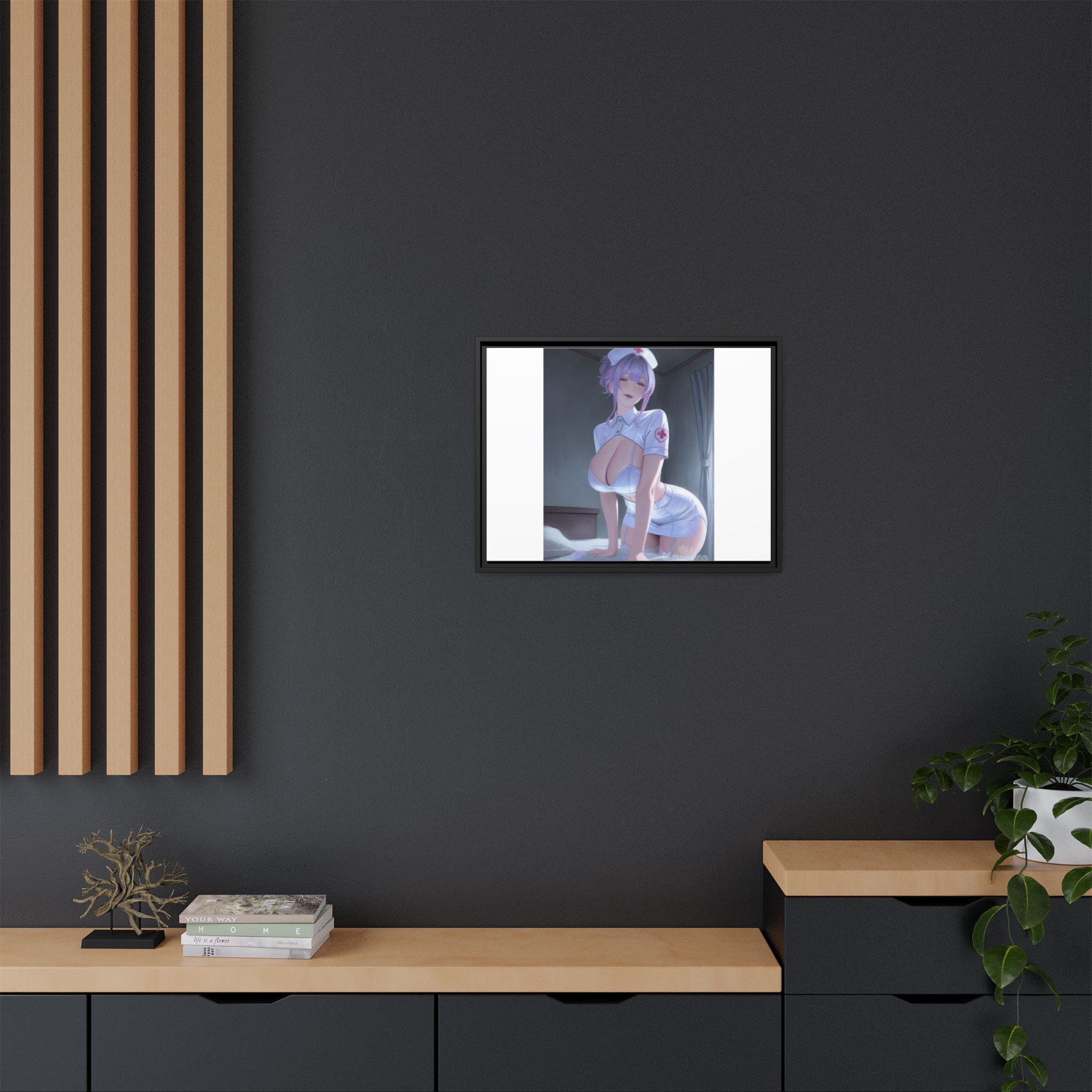 Sexy Anime Nurse Matte Canvas Print (Framed)