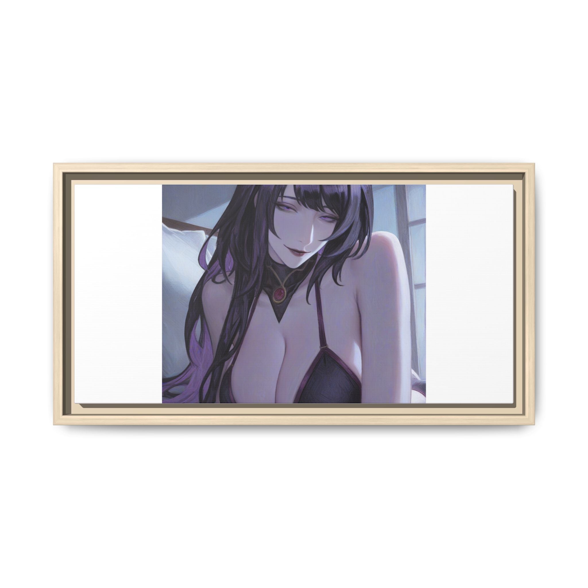 Framed Matte Canvas Print — Moody Anime Woman Portrait