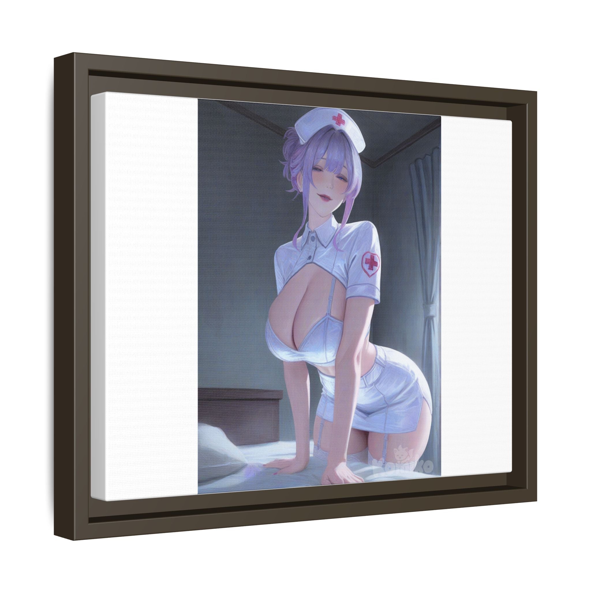 Sexy Anime Nurse Matte Canvas Print (Framed)