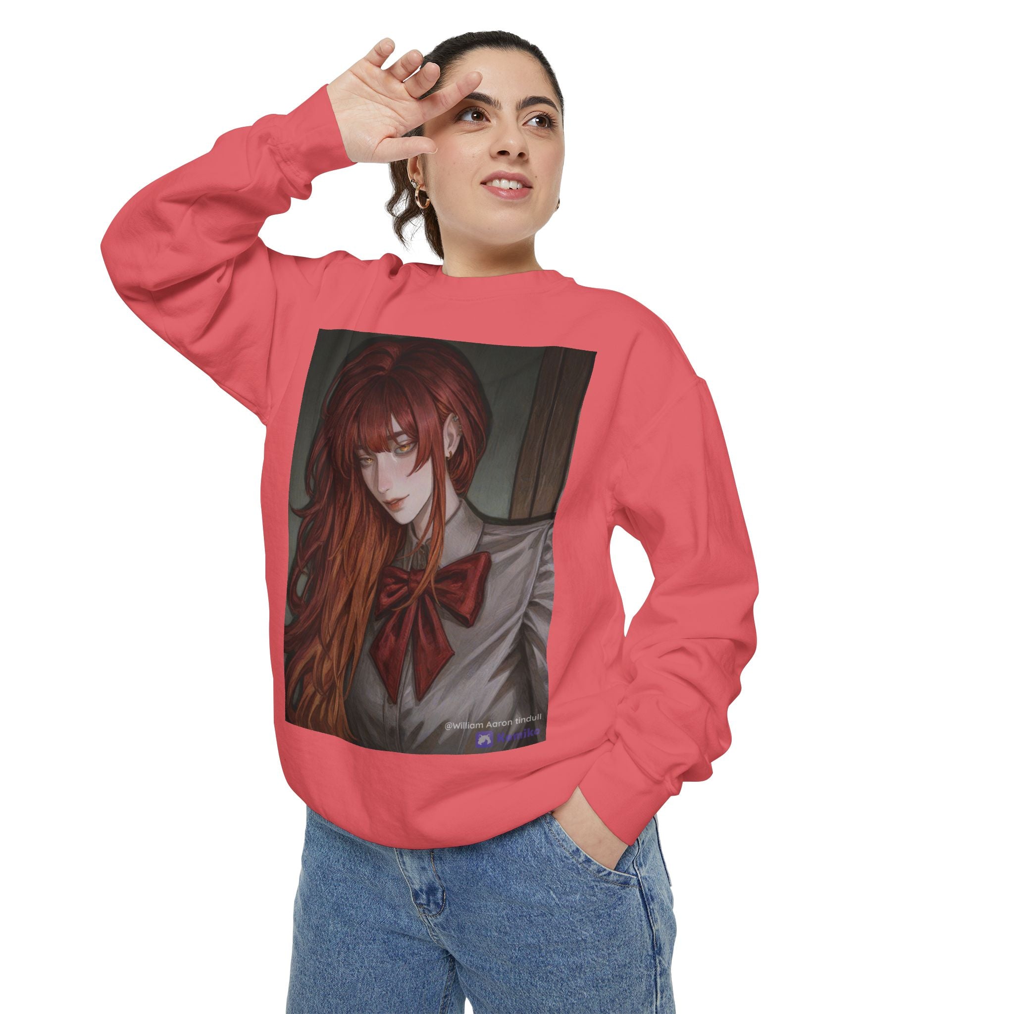Anime Red-Headed Girl Sweatshirt — Gothic Schoolgirl Art Pullover