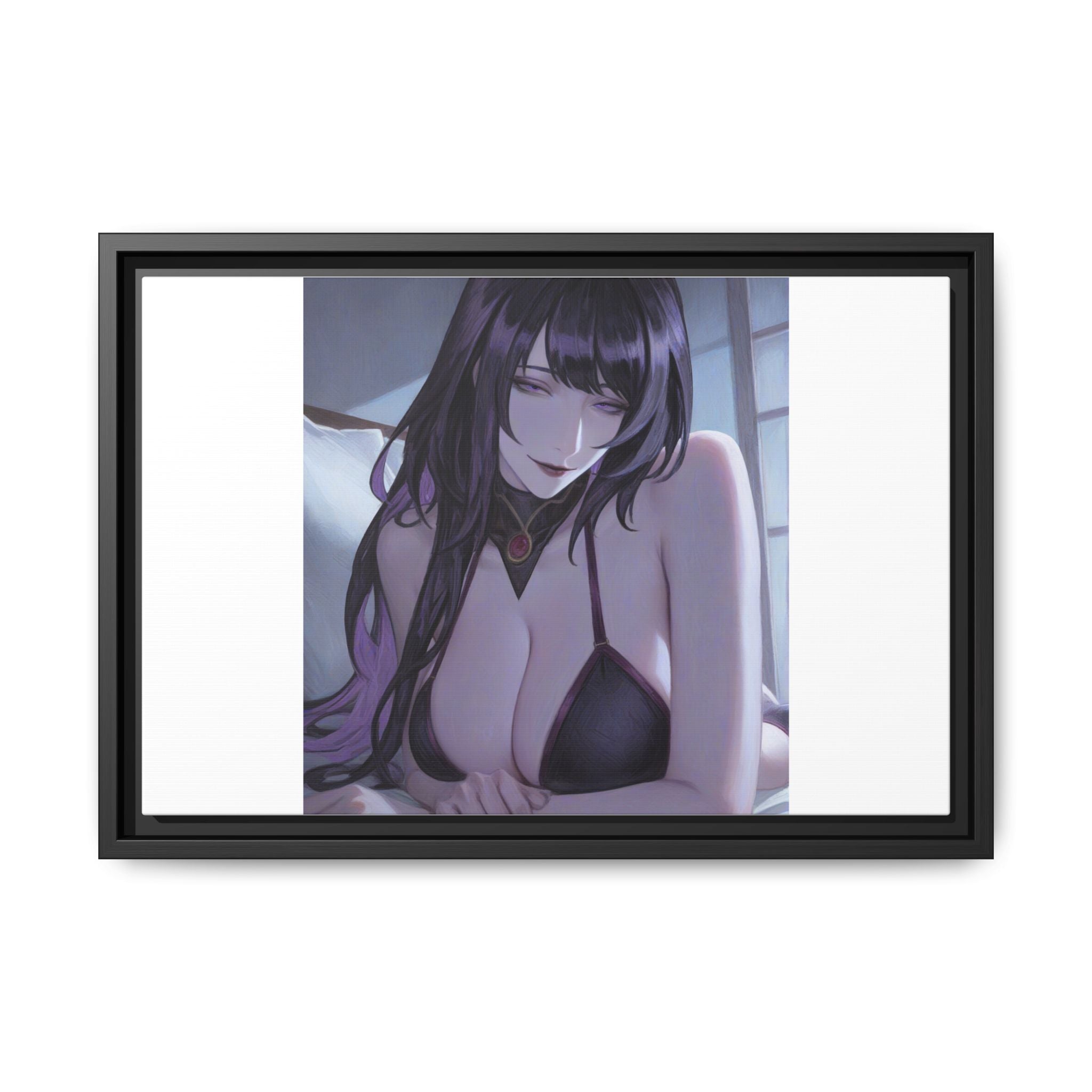 Framed Matte Canvas Print — Moody Anime Woman Portrait