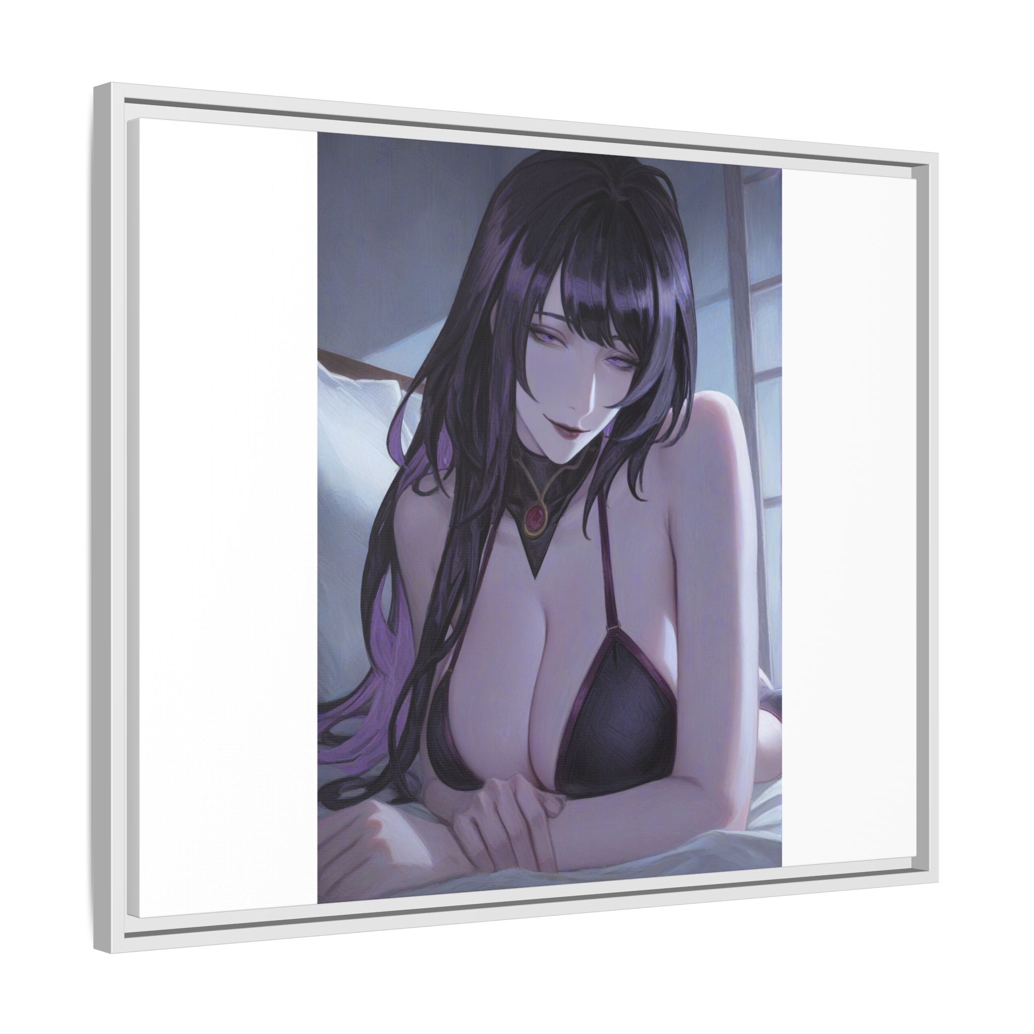 Framed Matte Canvas Print — Moody Anime Woman Portrait