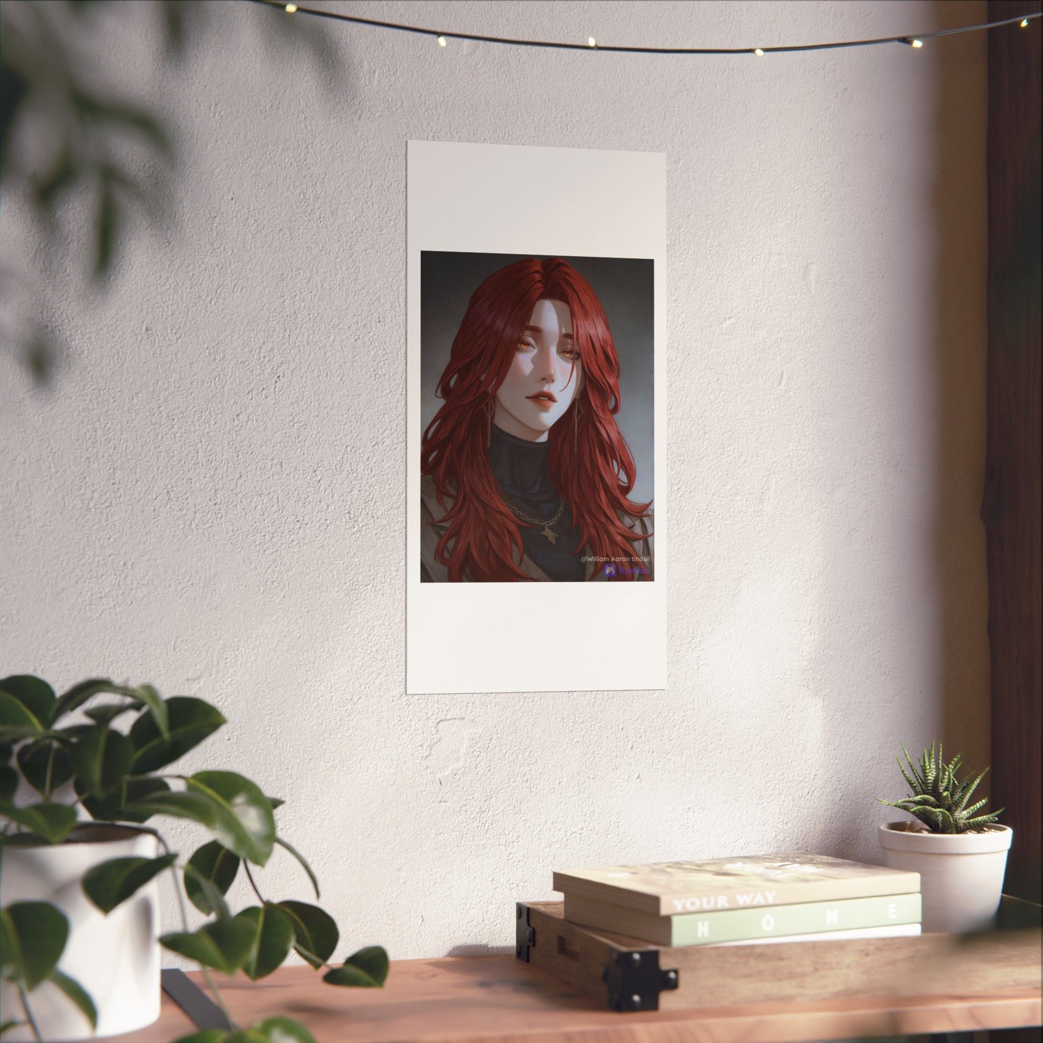 Red-Haired Muse Matte Vertical Poster — Moody Portrait Art Print