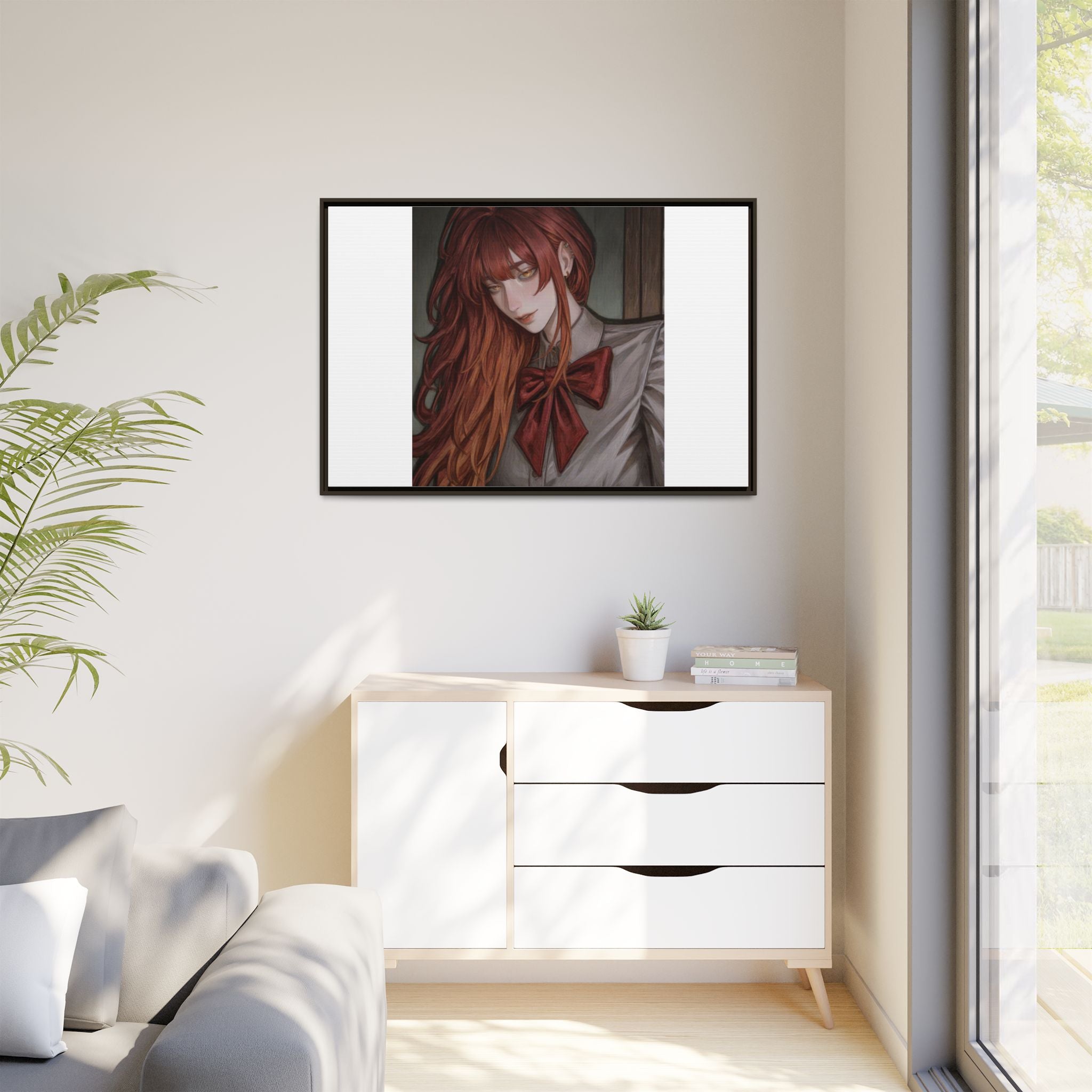 Framed Matte Canvas Print — Gothic Redhead Portrait
