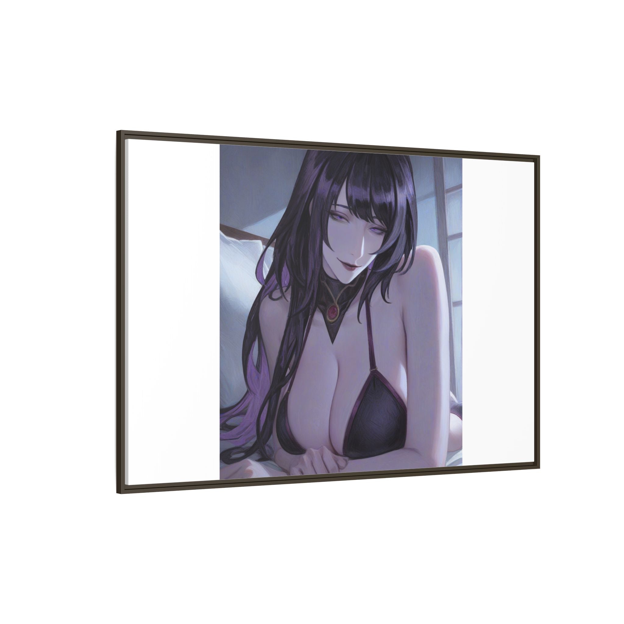 Framed Matte Canvas Print — Moody Anime Woman Portrait