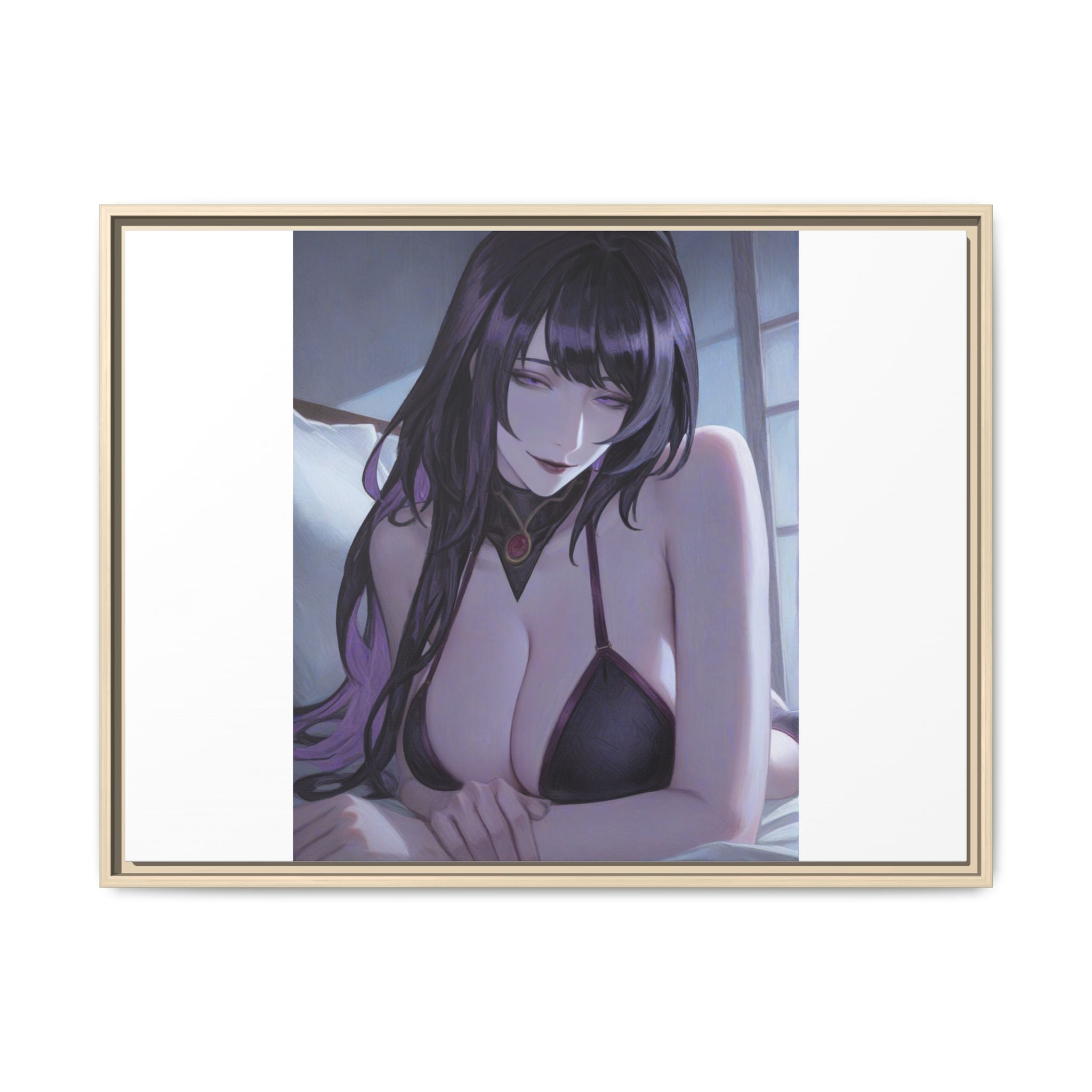 Framed Matte Canvas Print — Moody Anime Woman Portrait