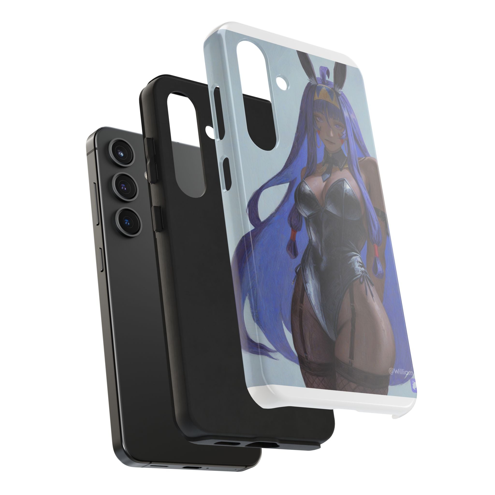 Bunny Girl Tough Phone Case — Anime Purple-Haired Character Protective Cover
