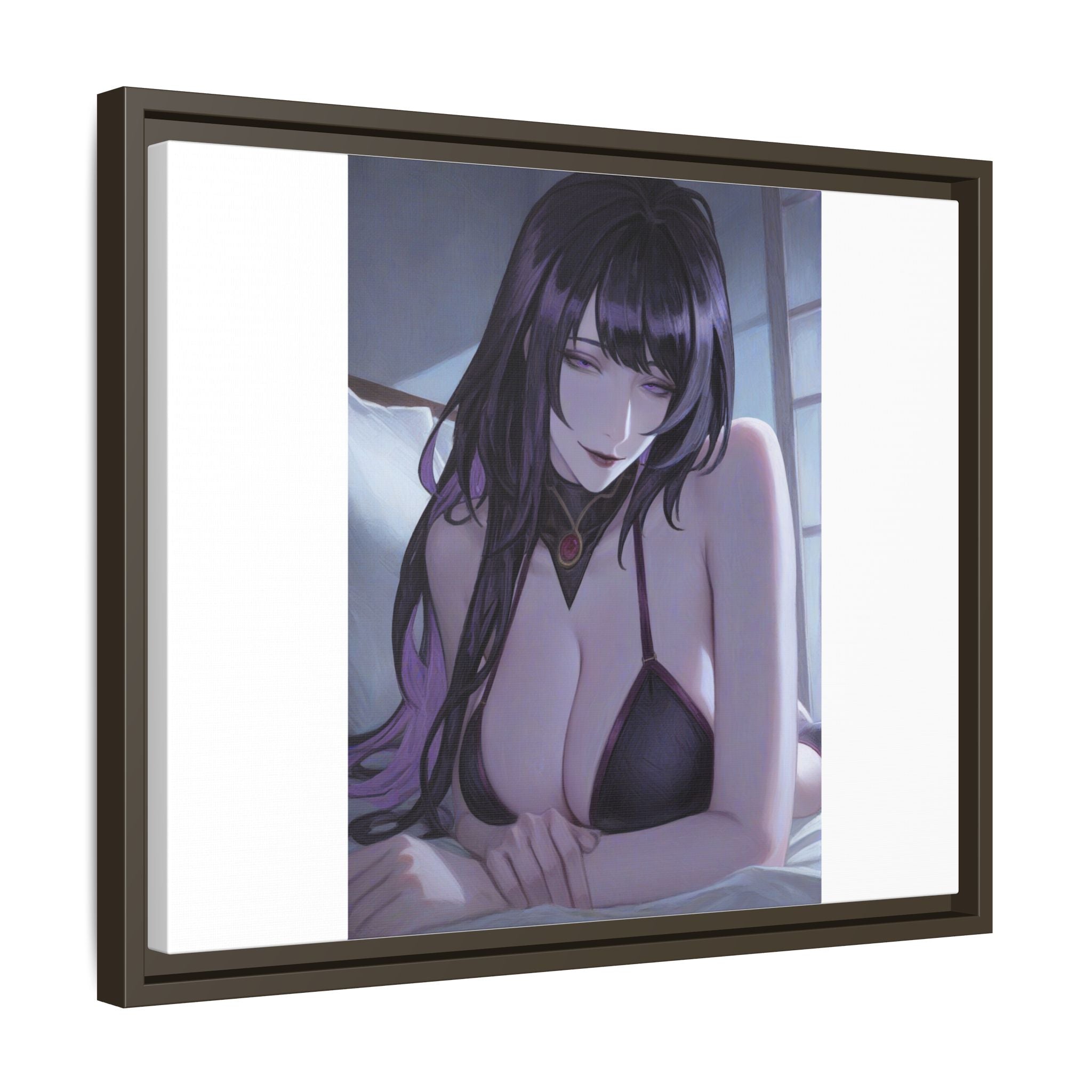 Framed Matte Canvas Print — Moody Anime Woman Portrait