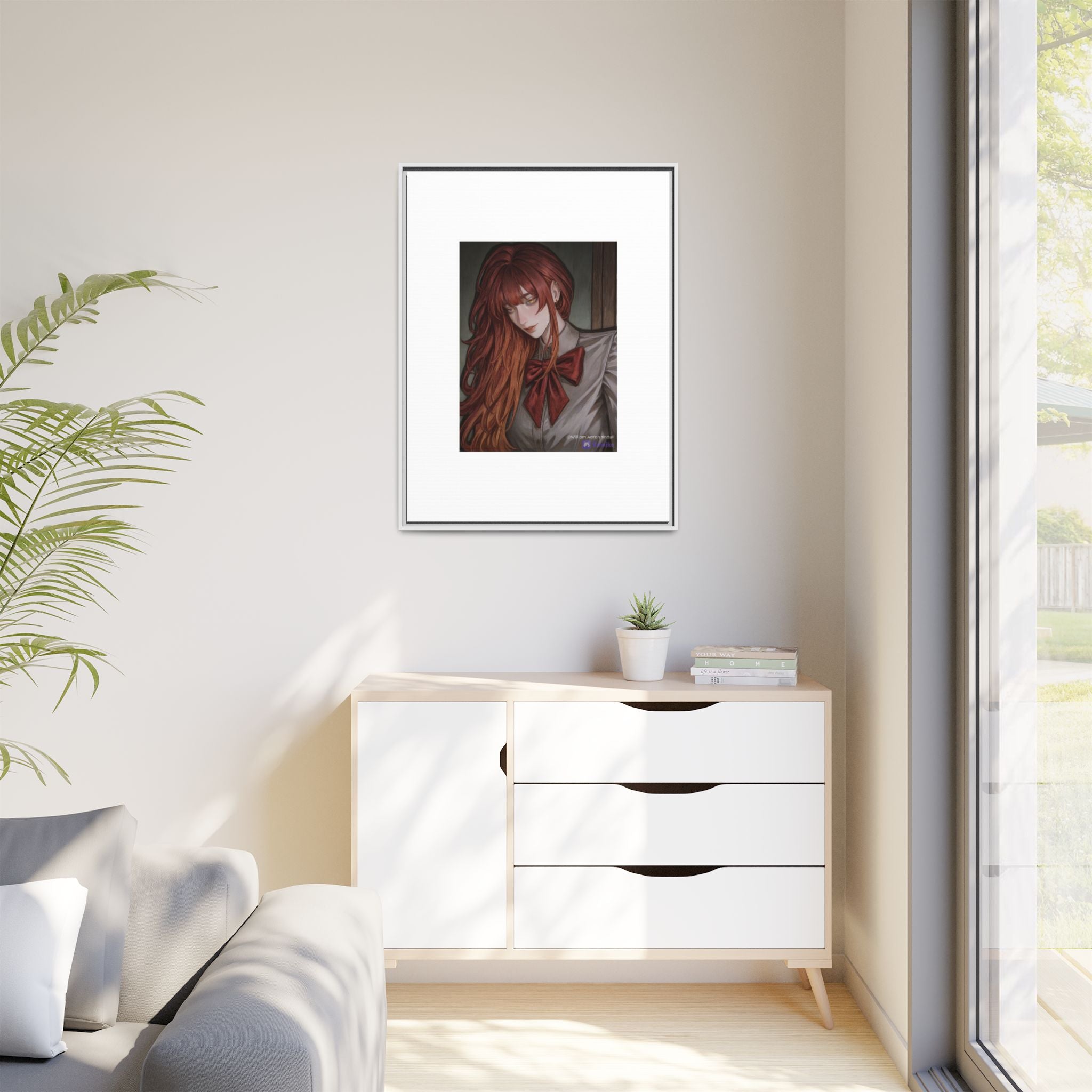 Framed Matte Canvas Print — Gothic Redhead Portrait