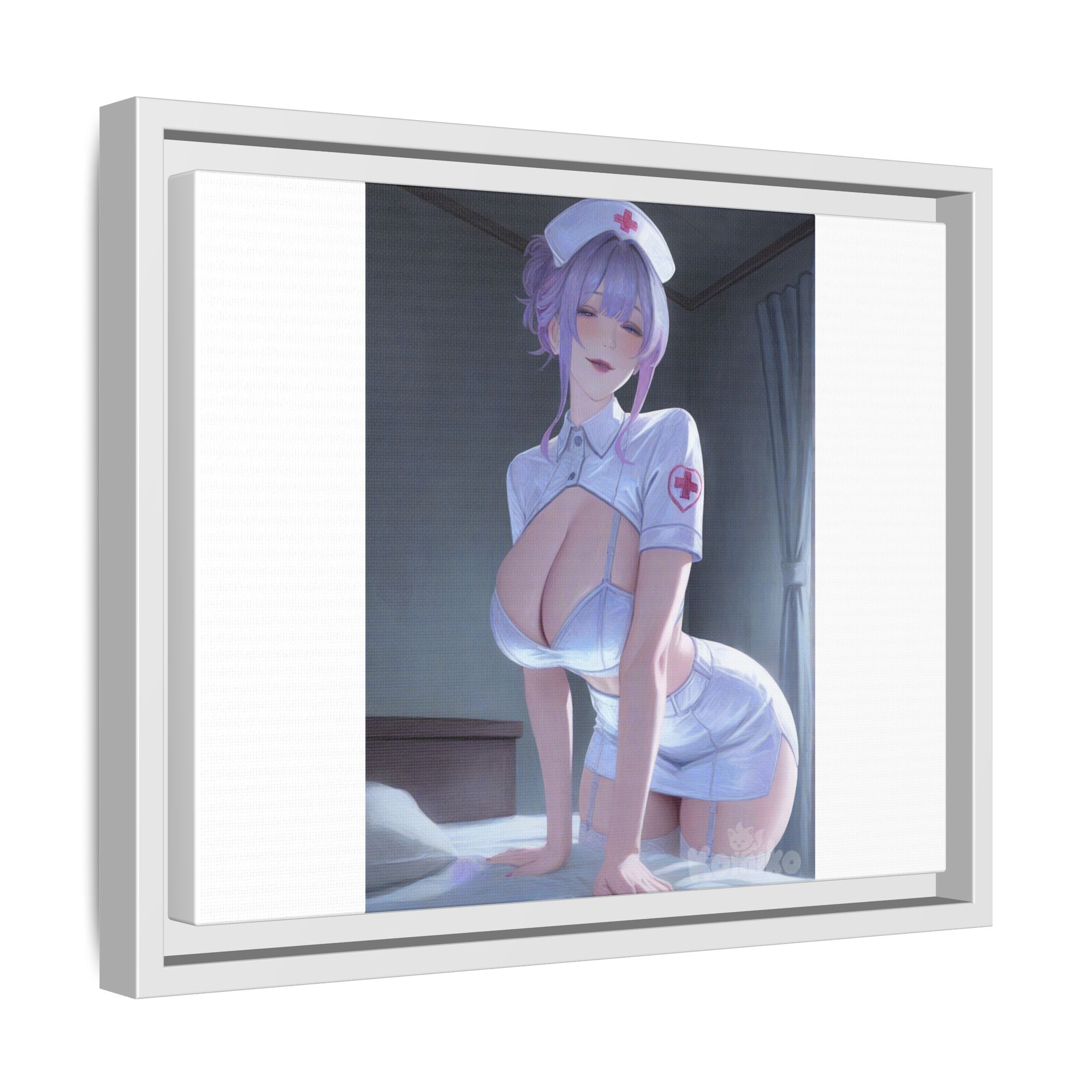 Sexy Anime Nurse Matte Canvas Print (Framed)