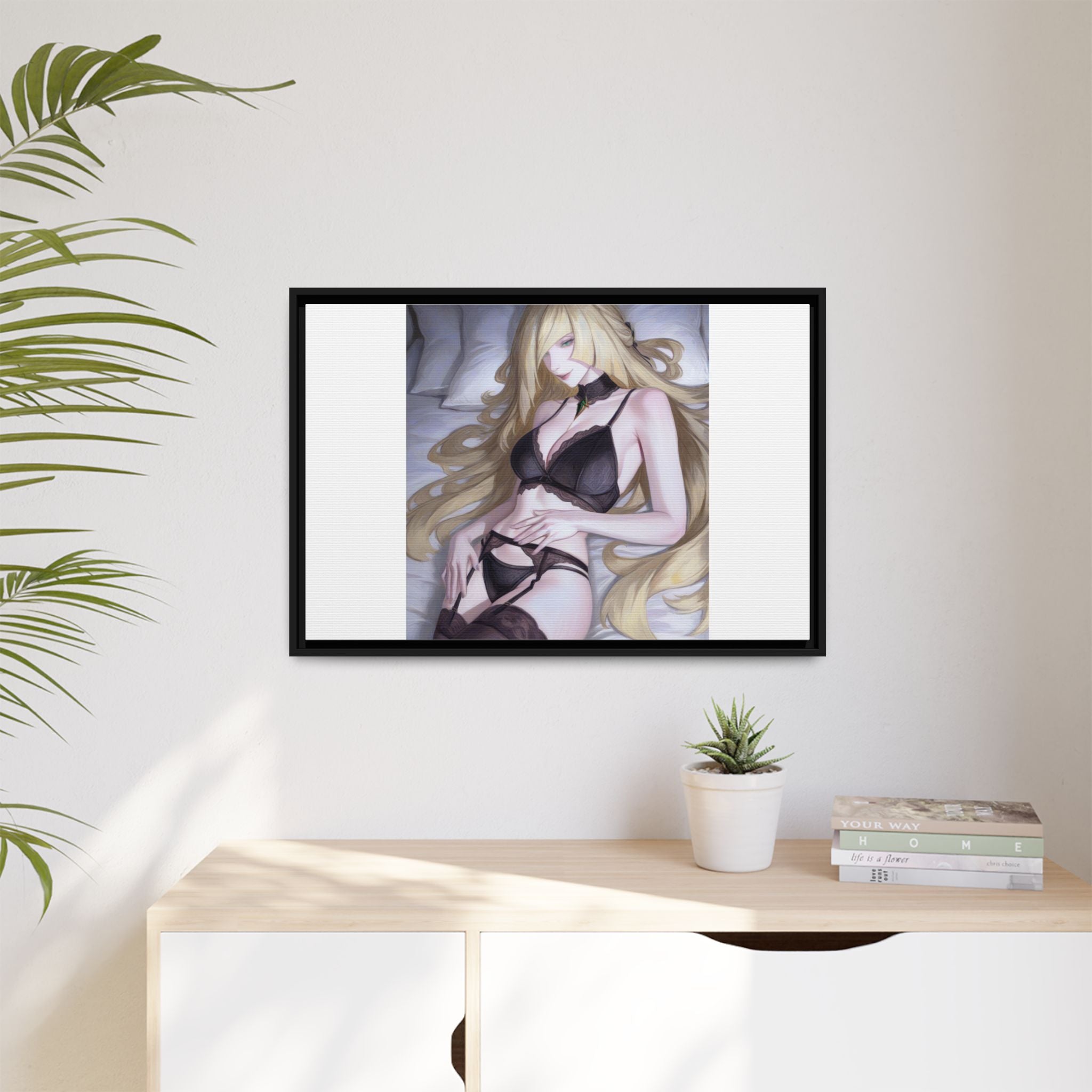Framed Matte Canvas Print — Sleepy Blonde Anime Pinup