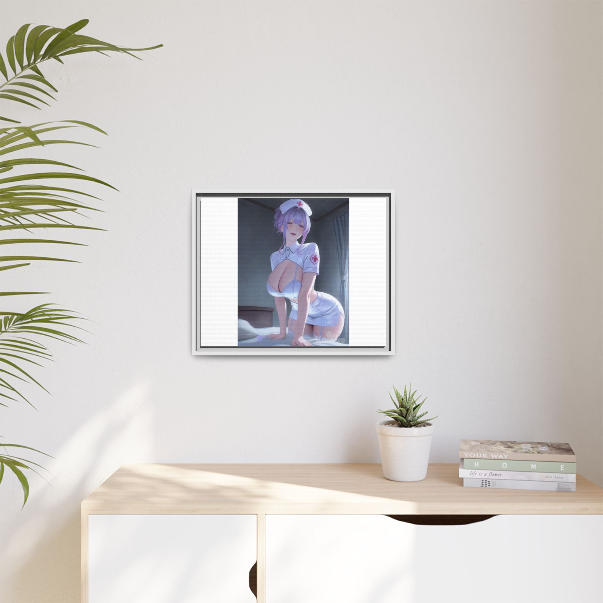 Sexy Anime Nurse Matte Canvas Print (Framed)
