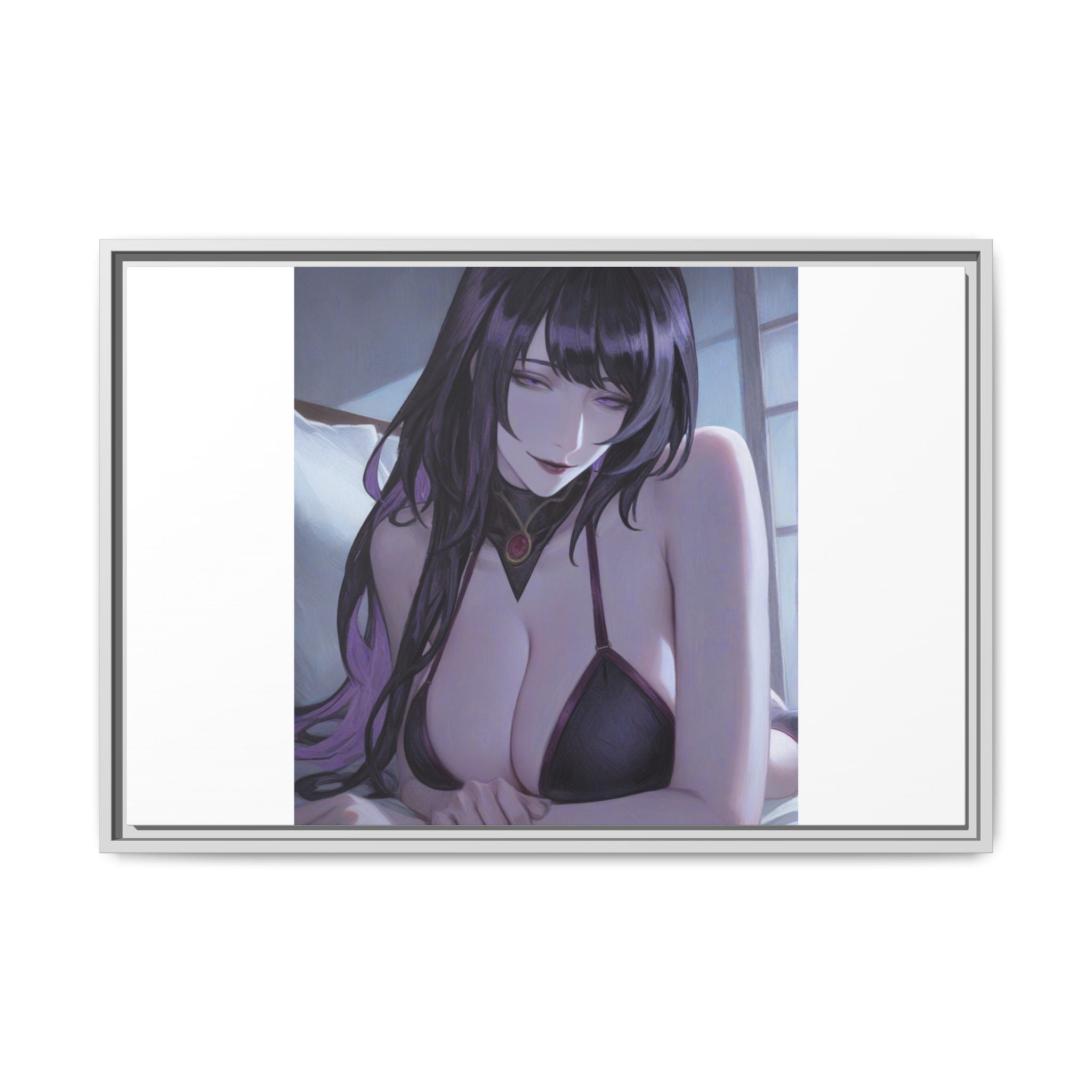 Framed Matte Canvas Print — Moody Anime Woman Portrait