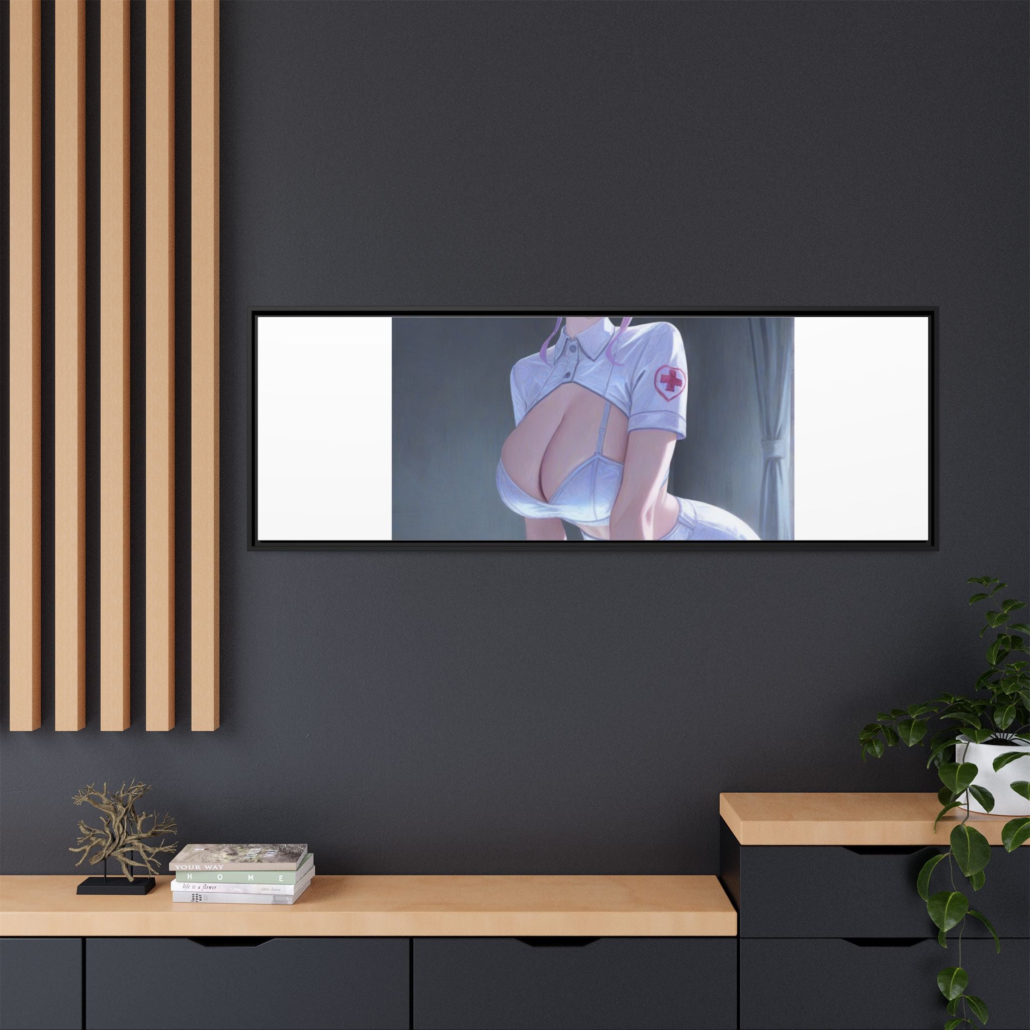 Sexy Anime Nurse Matte Canvas Print (Framed)